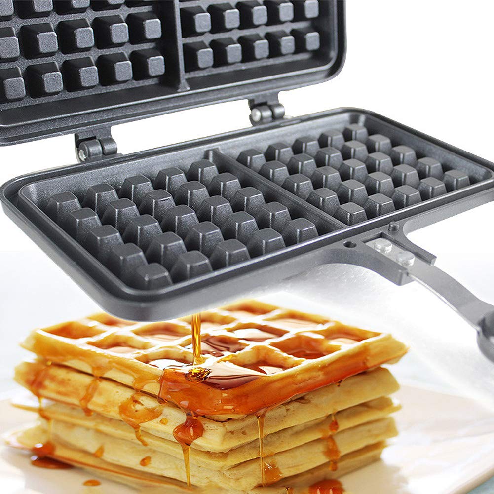 CANDeal - Sartén Antiadherente de Gran tamaño para Hacer gofres para gofres belgas, tostadora para sándwich, Desayuno, Uso en la Estufa