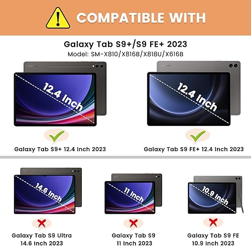 Miniatura 2 de INFILAND Funda para Galaxy Tab S10+ Plus 2024, S9+ Plus, S9 FE Plus, funda de soporte multiángulo compatible con Samsung Tab S10 PlusS9 PlusS9 FE