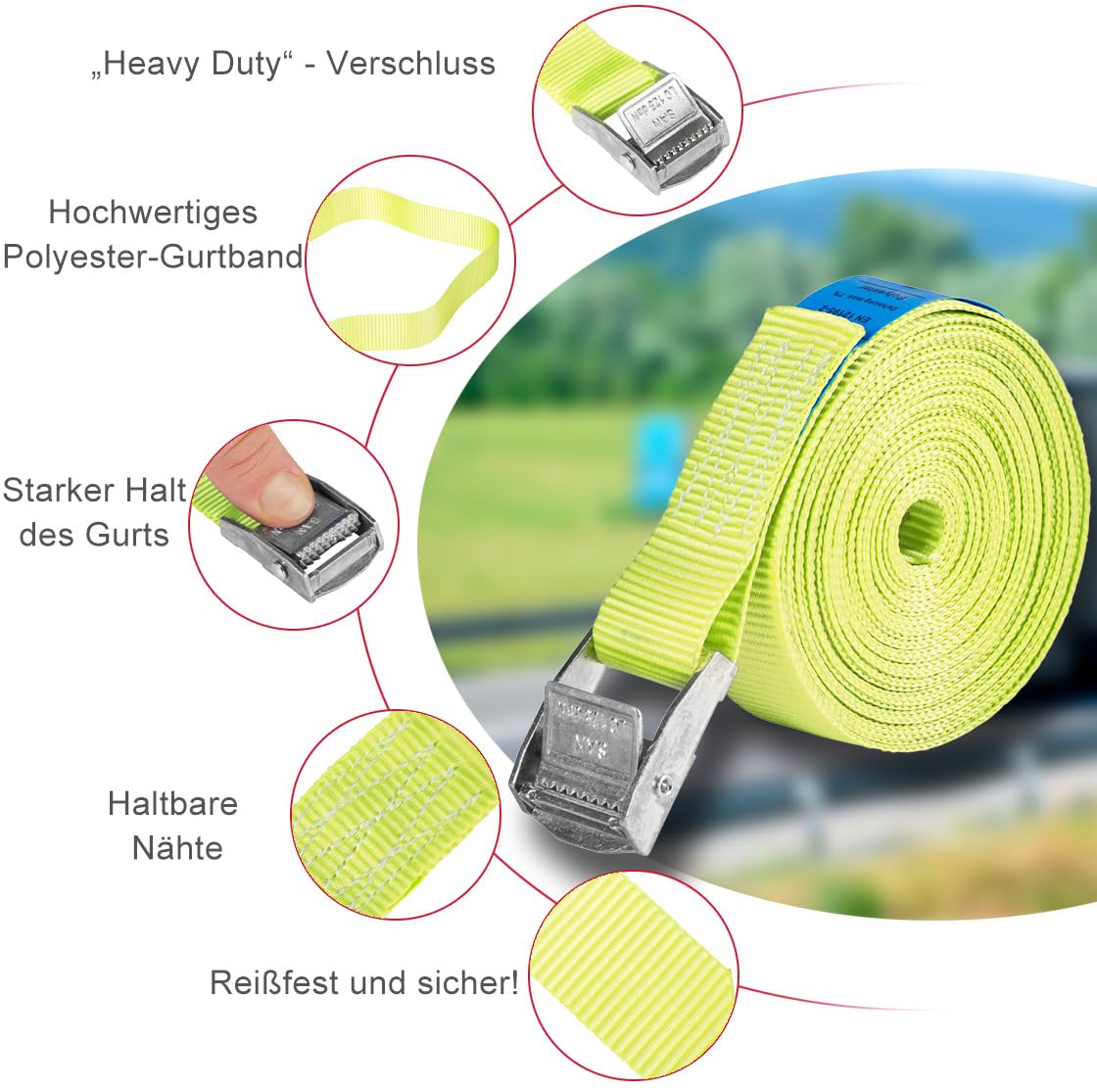 Spanngurt Zurrgurt Klemmschloss Klemmschlossgurt 10 Stück Set 5m - Foto 3