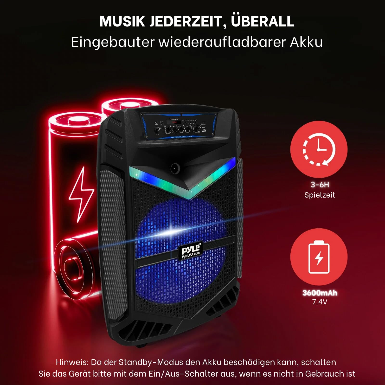 Pyle PA Bluetooth Lautsprecher - Karaoke Maschine mit Karaoke Mikrofon – Bild 5