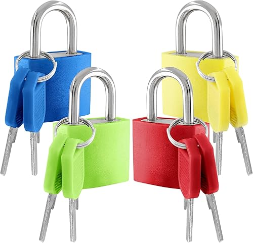 Litoexpe Juego de 4 cerraduras de maleta con llaves, cerraduras de equipaje pequeñas, candados de metal, cerradura de llave para gimnasio escolar