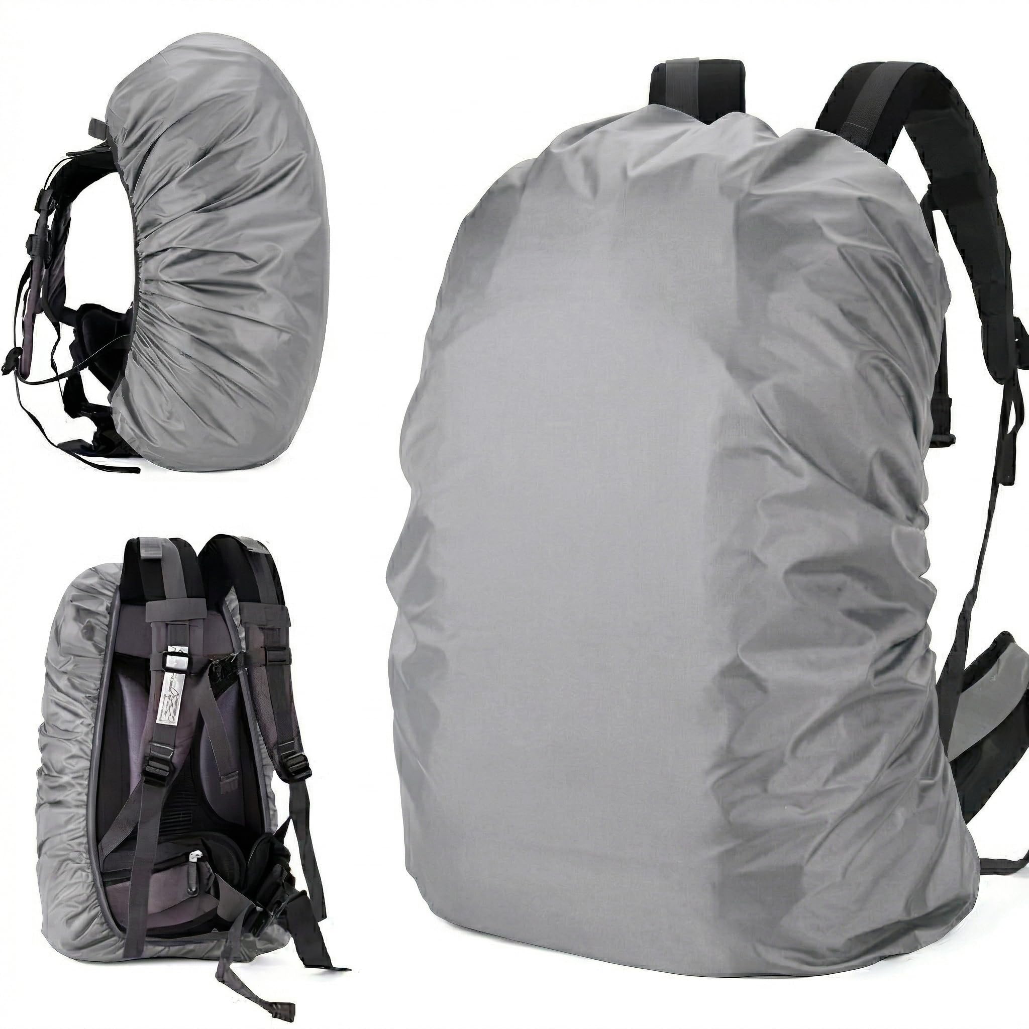 HOUSELY Backpack Rain Cover 30-35L Waterproof Dustproof Bag Cover with Elastic Buckle & Storage Pouch, Travel Hiking School Laptop Bag Rain Protector, Lightweight Foldable (Grey) Bags, Wallets and Luggage