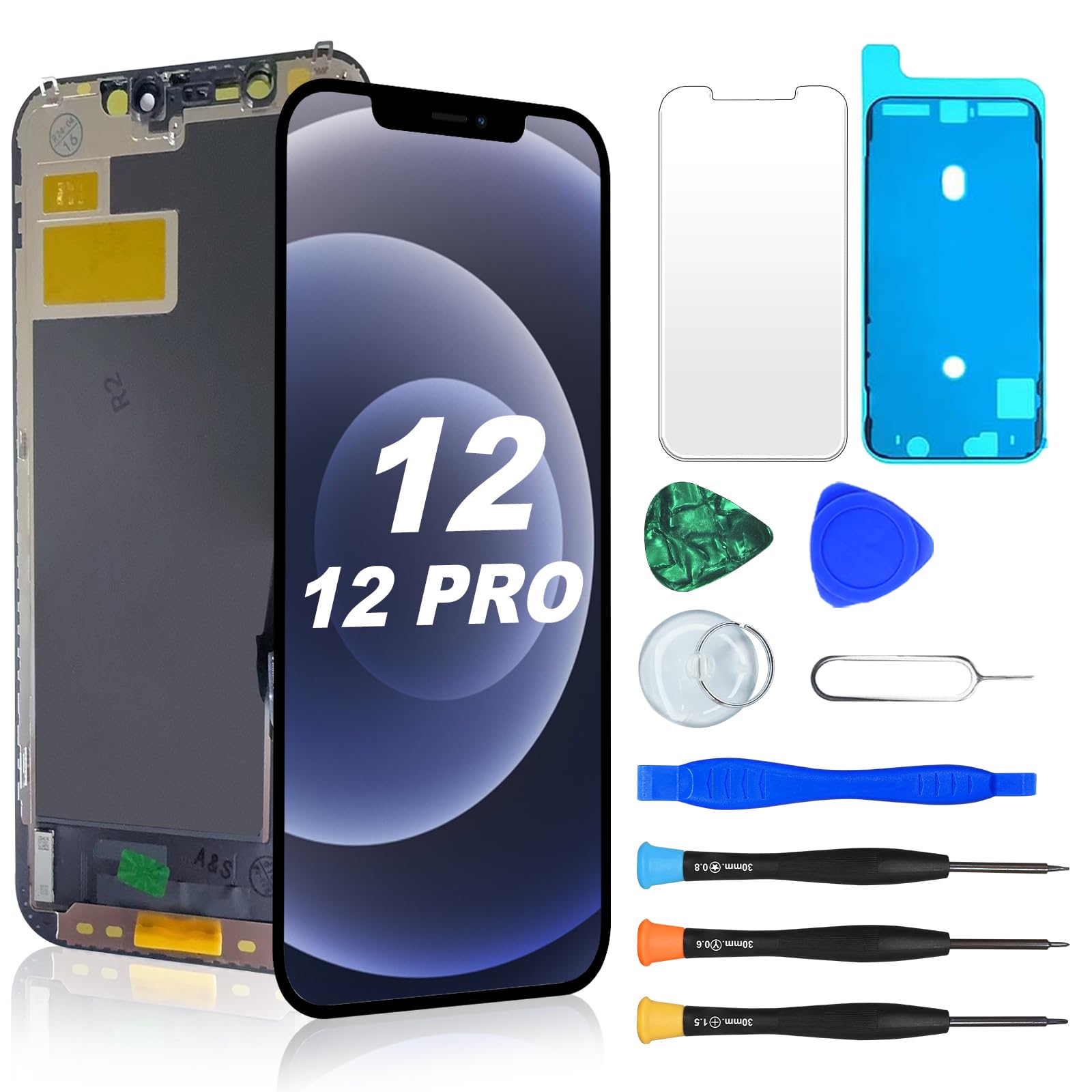 NB+Screen Replacement for iPhone 12/12 Pro 6.1" LCD Retina FHD Display COF Touch Screen Digitizer with Repair Tool Kits, Waterproof Tape, Screen Protector