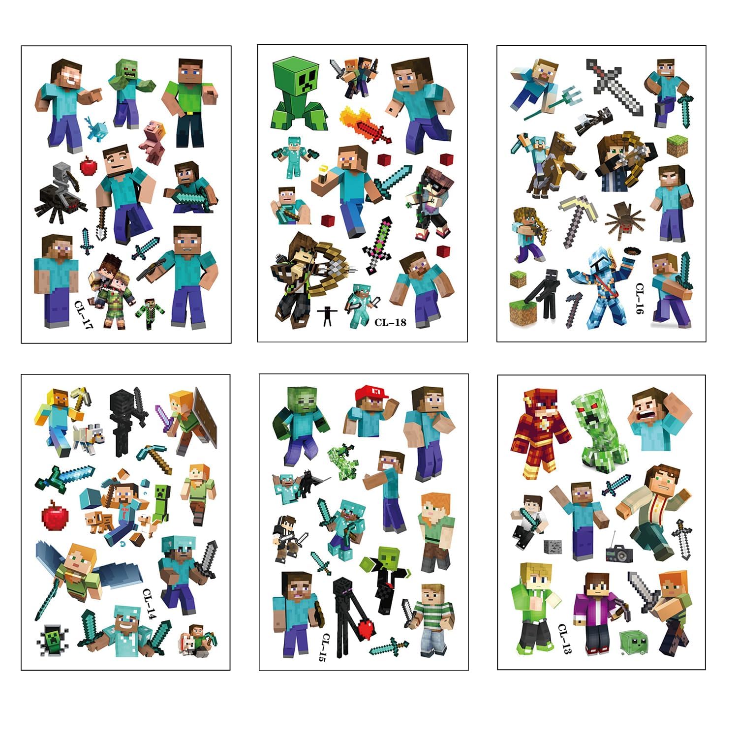 6Pcs Tattoo Sticker, Gaming Stickers, Water Transfer Temporary Tattoos, Set for Game Theme Party, DIY Decoration