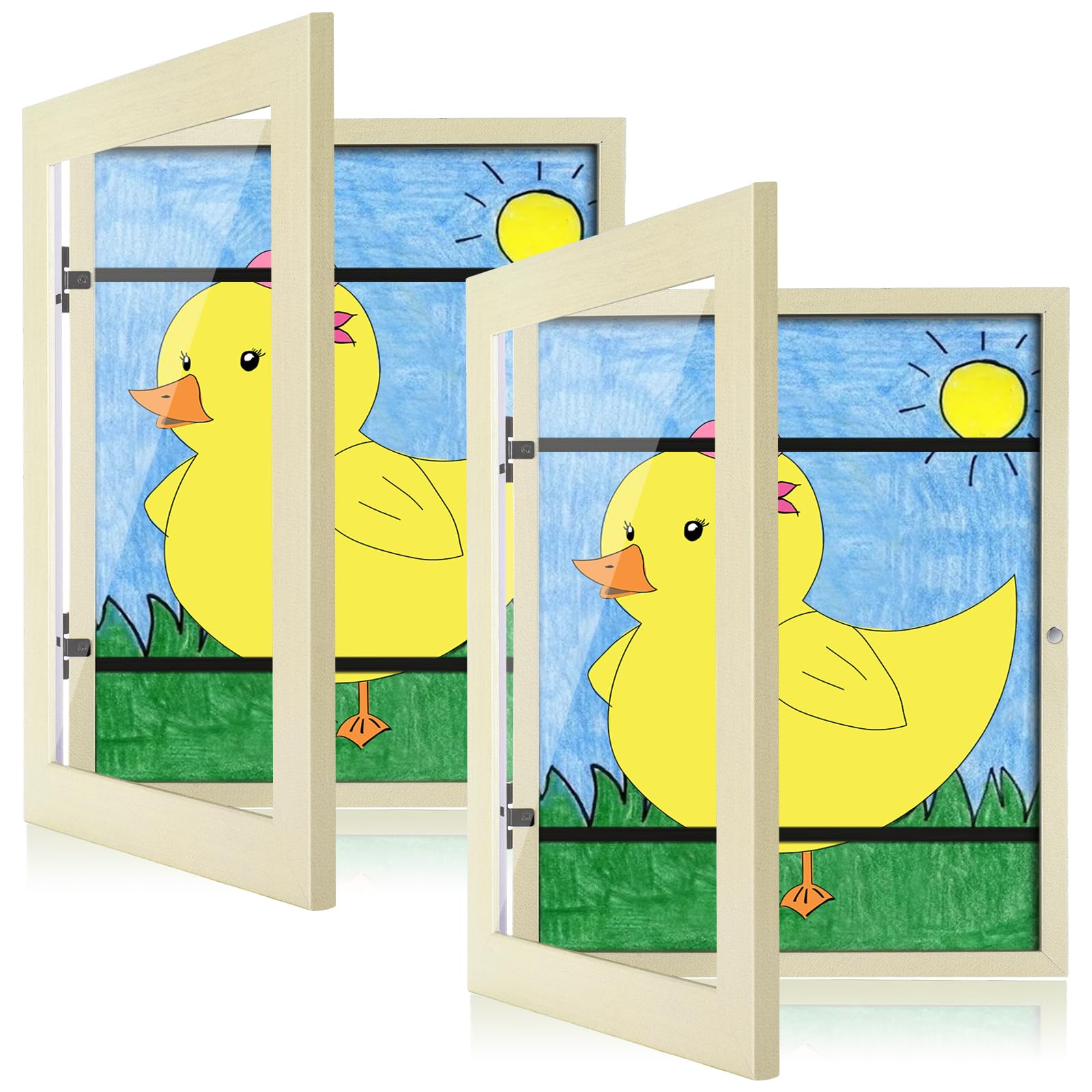 [2-Pack] Kids Art Frames, 8.5x11 Front Opening Kids Artwork Frames Changeable, Ivory Artwork Display Storage Frame for Wall, Holds 50 Pcs, for 3D Picture, Crafts, Children Drawing, Hanging Art,