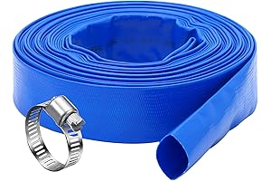 DAVCO 1-1/4 Inch x 50 ft Reinforced Blue PVC Lay Flat Pool Backwash Hose
