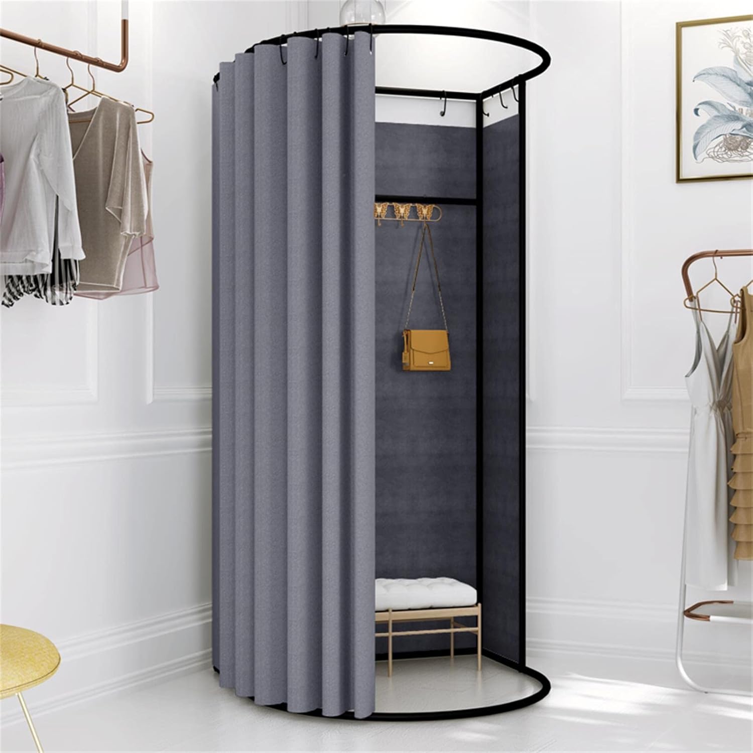 Clothing Store Fitting Room,Simple Mobile Changing Room,High Shading Rate Curtain Kit Privacy Protection Area,for Indoor Outdoor House Office Shopping Mall (Color : C, Battery *1 : 200x85x80cm)