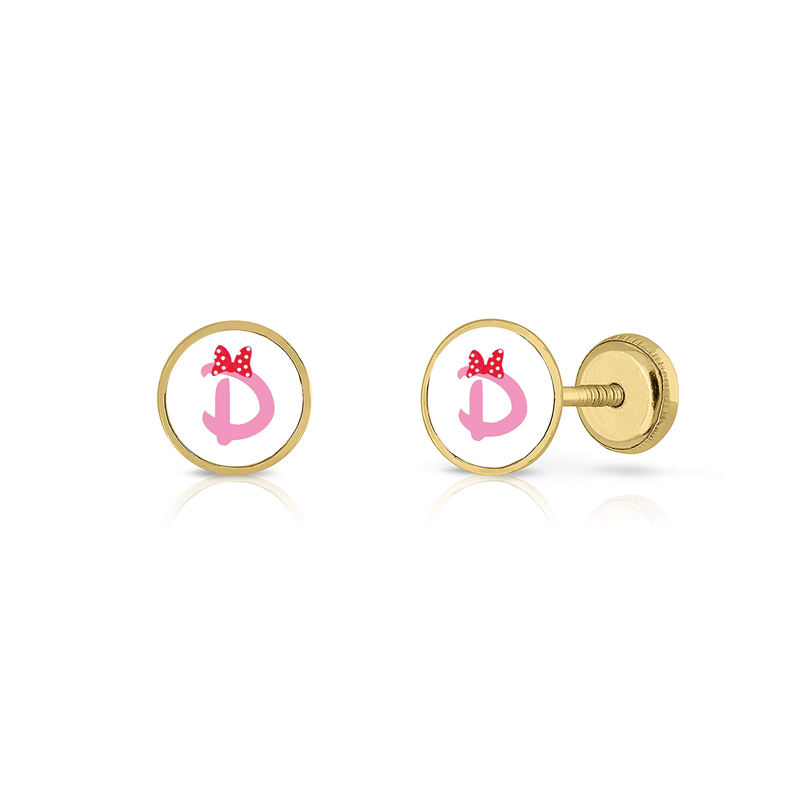 Pendientes Oro de Ley Certificado/Niña/Mujer. Diseño Letra Inicial. Cierre de seguridad a rosca. Medida 7 mm. (4-4955-7-C)