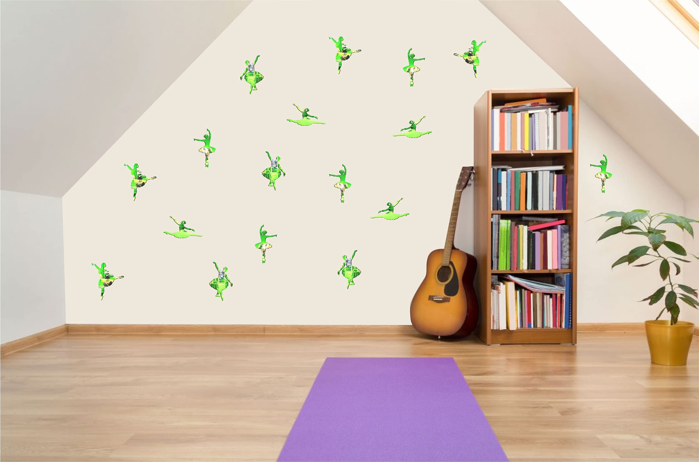 Sticker Hub Acrylic 3D Dancing Ballet Mirror Wall Sticker (Neon)