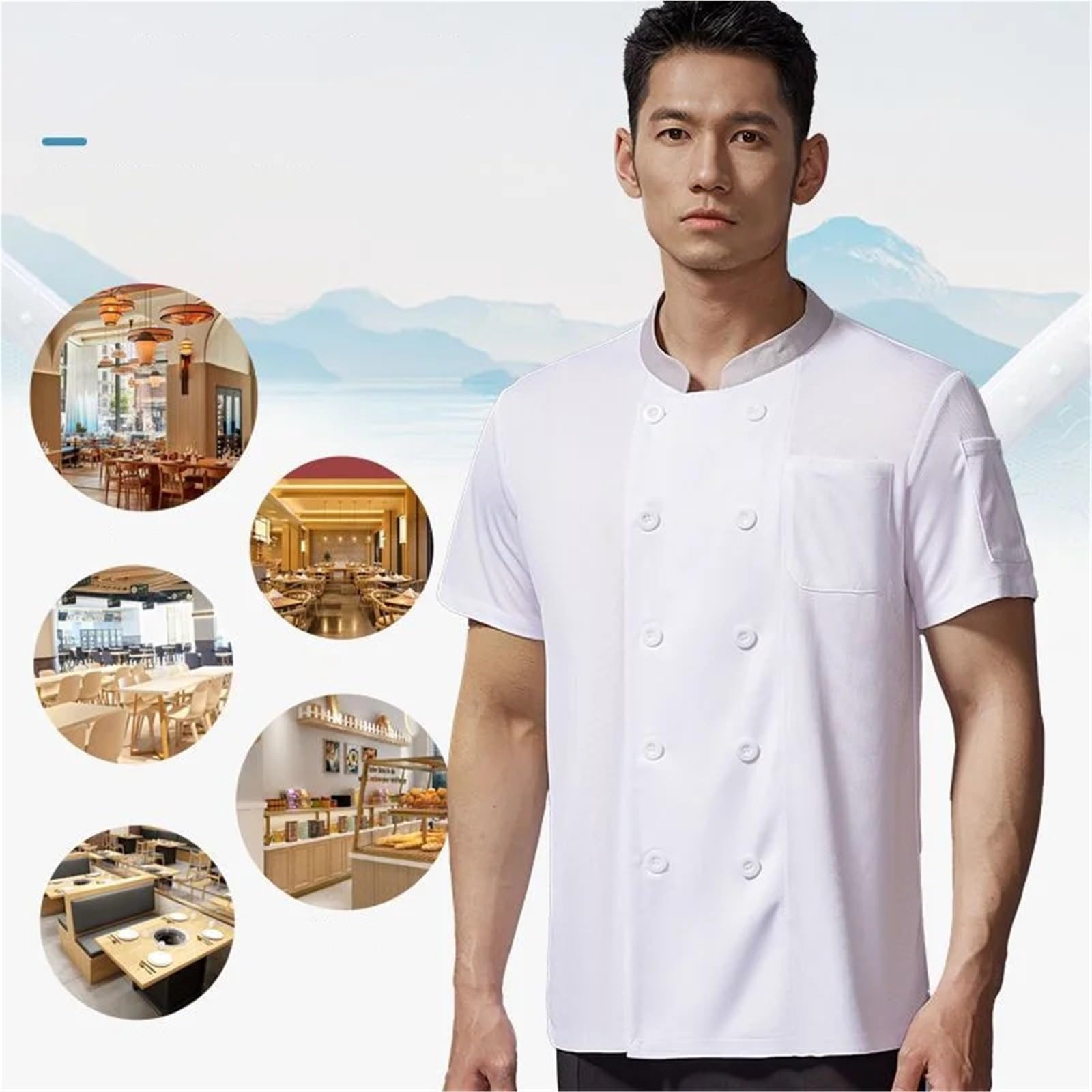 Divisa da cuoco Giacche da cuoco, camicie a maniche corte, in rete traspirante, abbigliamento lavoro for cucina e catering, divise per chef