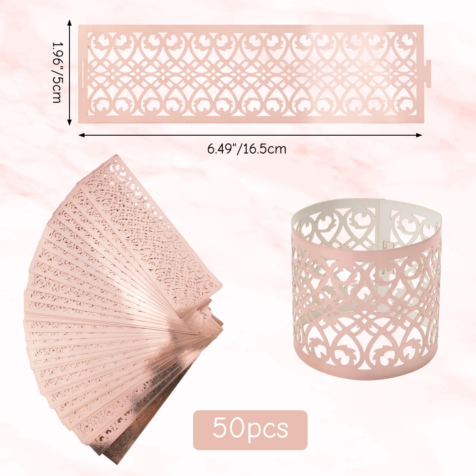 Portatovaglioli In Oro Rosa - Set Di 50, Con Fibbia A Cavo, Per Matrimoni E Eventi - Foto 6