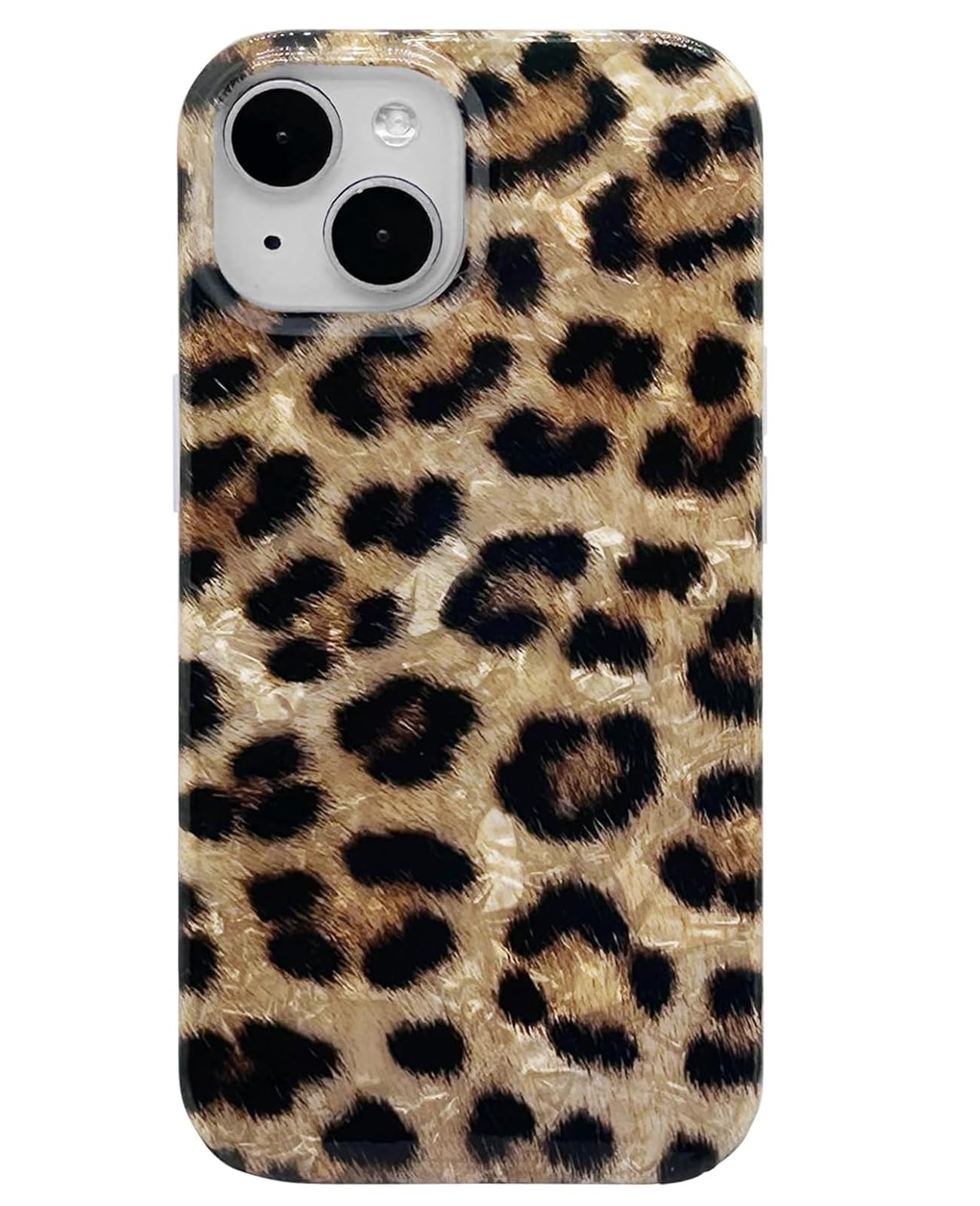 J.west Compatible with iPhone 15 Plus Case, Phone Case iPhone 15 Plus, Soft Sparkly Leopard Print Pearly Thinfoil Animal Design Women Girl Protective