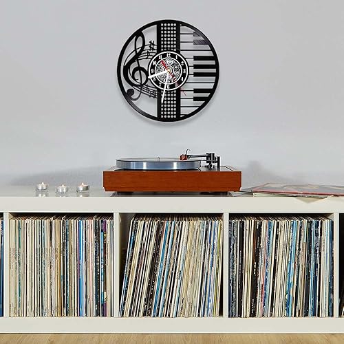 Miniatura 8 de The Geeky Days Treble Clef Musical Notes LED Illuminated Vinyl Record Wall Clock for Music Room Studio Artistic Home Decor Illuminated Timepieces
