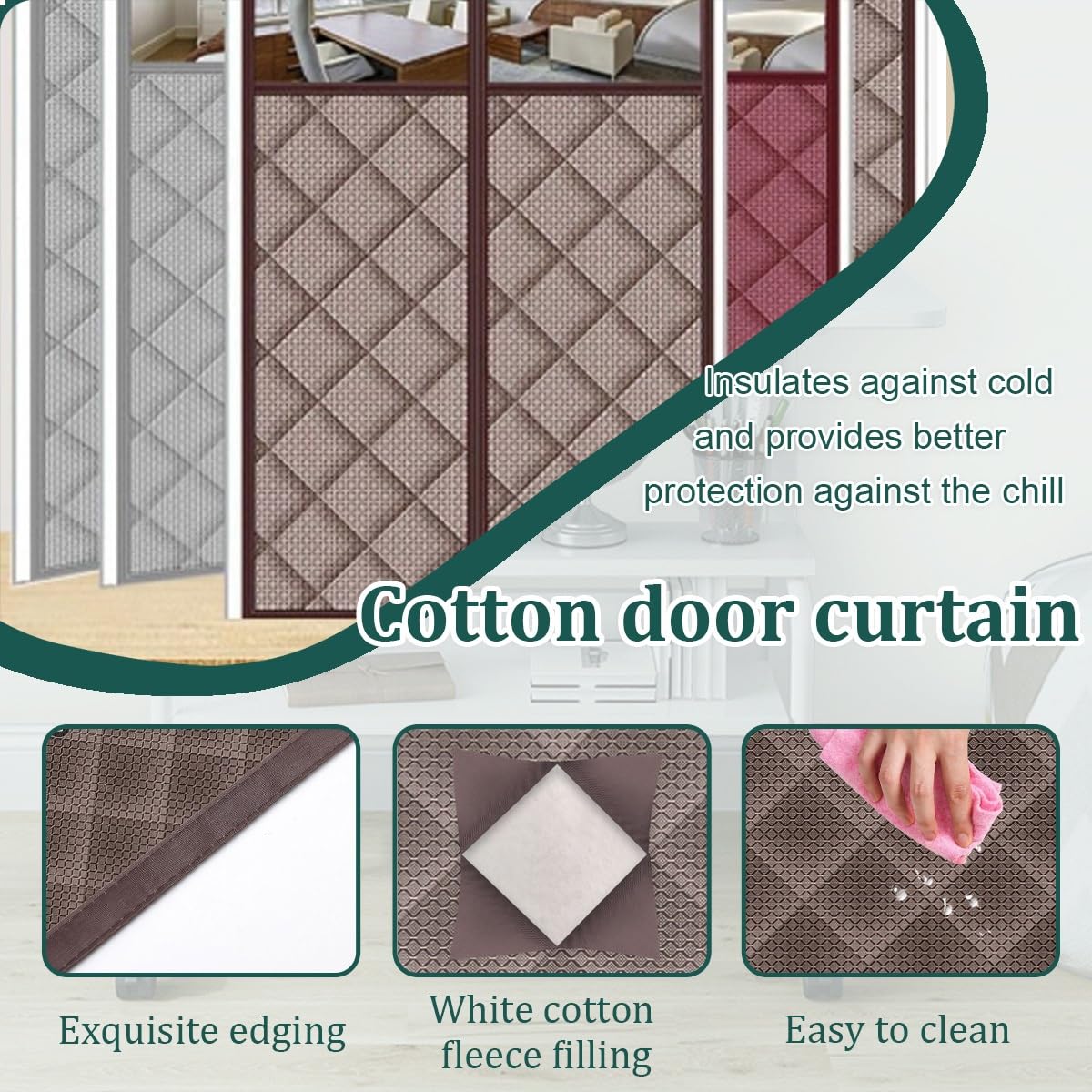 Tenda per Porta Inverno Termica, Magnetica Tenda Termica Isolante Freddo per Porte - Mantiene il freddo fuori e il caldo dentro, per Porte d'Ingresso, Cortili Porte(41x83in/104x211cm)