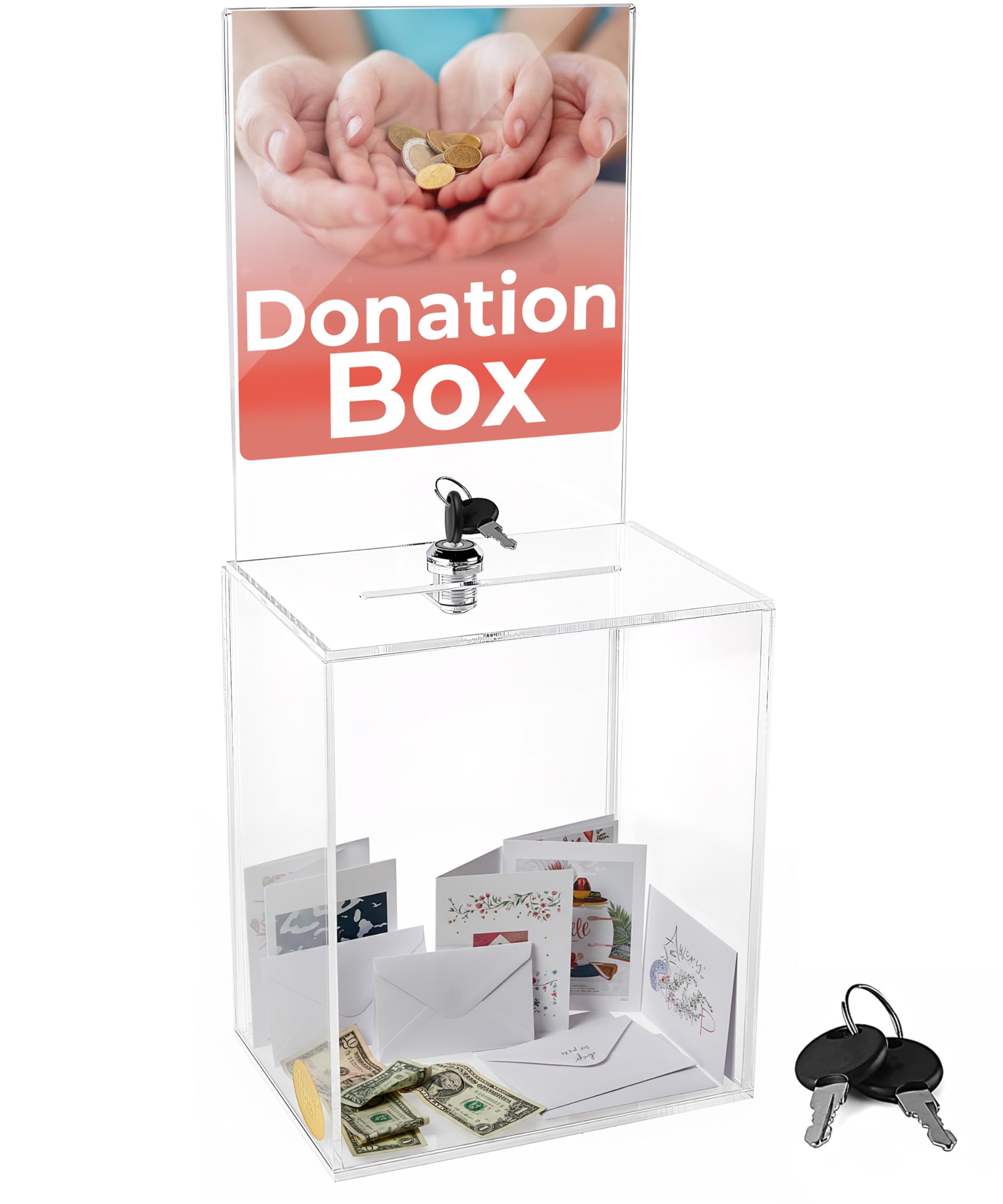 My Charity Boxes - Large Donation and Suggestion Acrylic Tip Box with Large Display Area