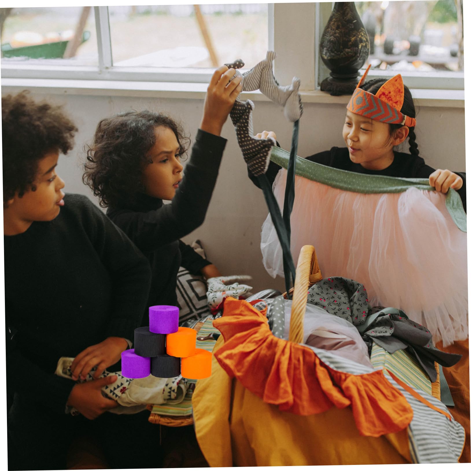Gadpiparty 24 Rollen Halloween Crepe Paper Streamer Dekorations Tiefviolett Schwarz und Orange Vielseitige Halloween Party Deko zum Aufhängen und Basteln Langlebiges Krepppapier für DIY