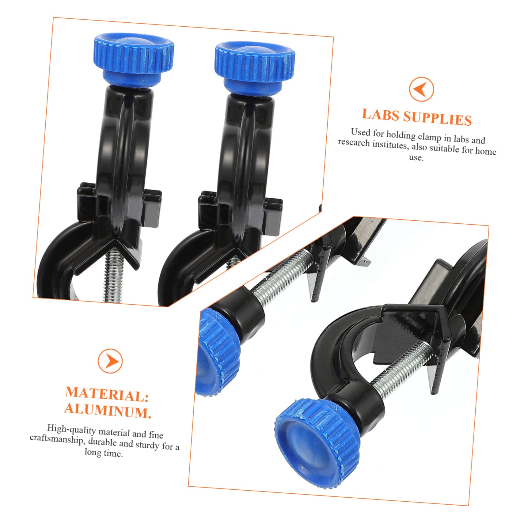 KICHOUSE 4pcs Stand Accessories Test Tube Clamp Holder Lab Stand Clamp Labs Stand Clamp Holder Boss Head Clip Boss Head Clamp Clamp Lab Clamp Labs Supplies Black Clips Aluminum