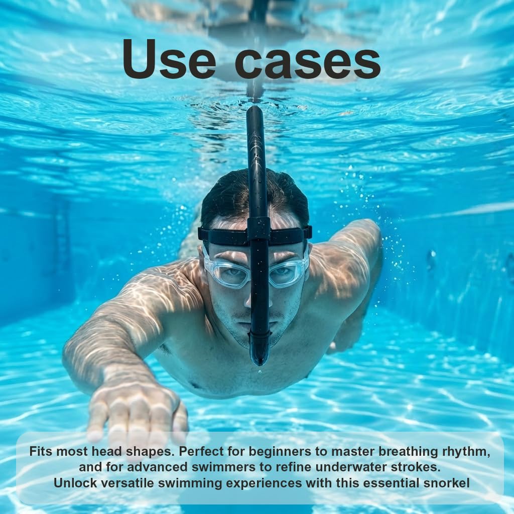 Tuba da nuoto frontale professionale per adulti, punta in silicone morbido con valvola di spurgo a senso unico, ideale per l'allenamento di triathlon e nuoto, cinghia regolabile e confortevole