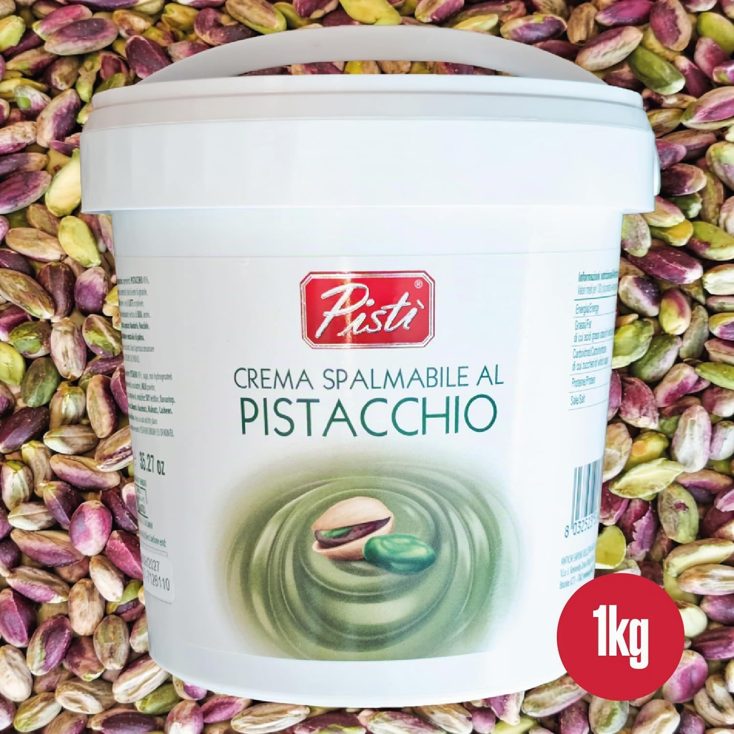 Pistì - Crema Spalmabile al Pistacchio - Con Pistacchi Verdi Selezionati, Lavorazione Artigianale, 100% Naturale - 3 Vasetti da 1 kg
