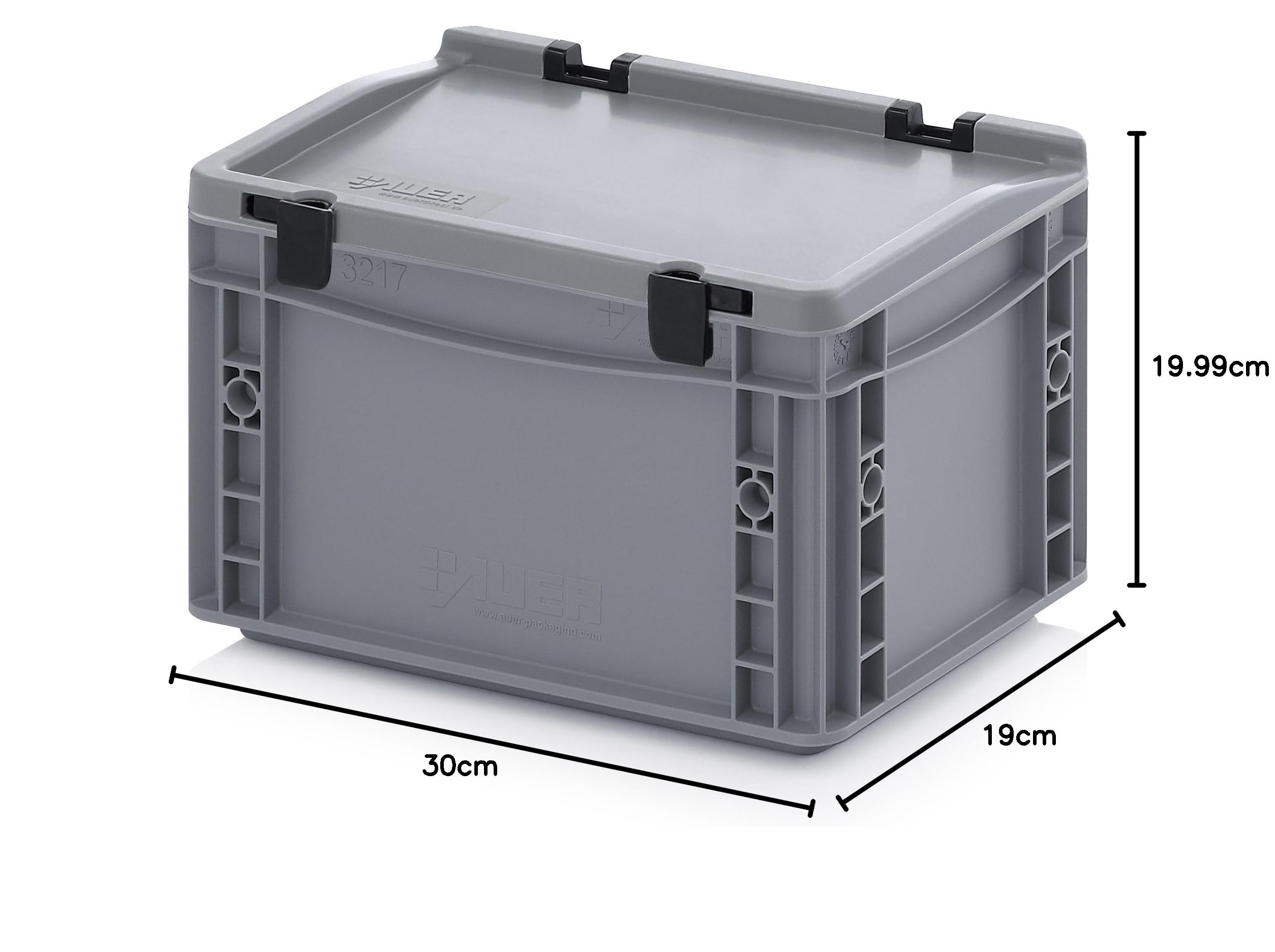 Eurobehälter 30 x 20 x 18,5 cm mit Scharnierdeckel 2er Set