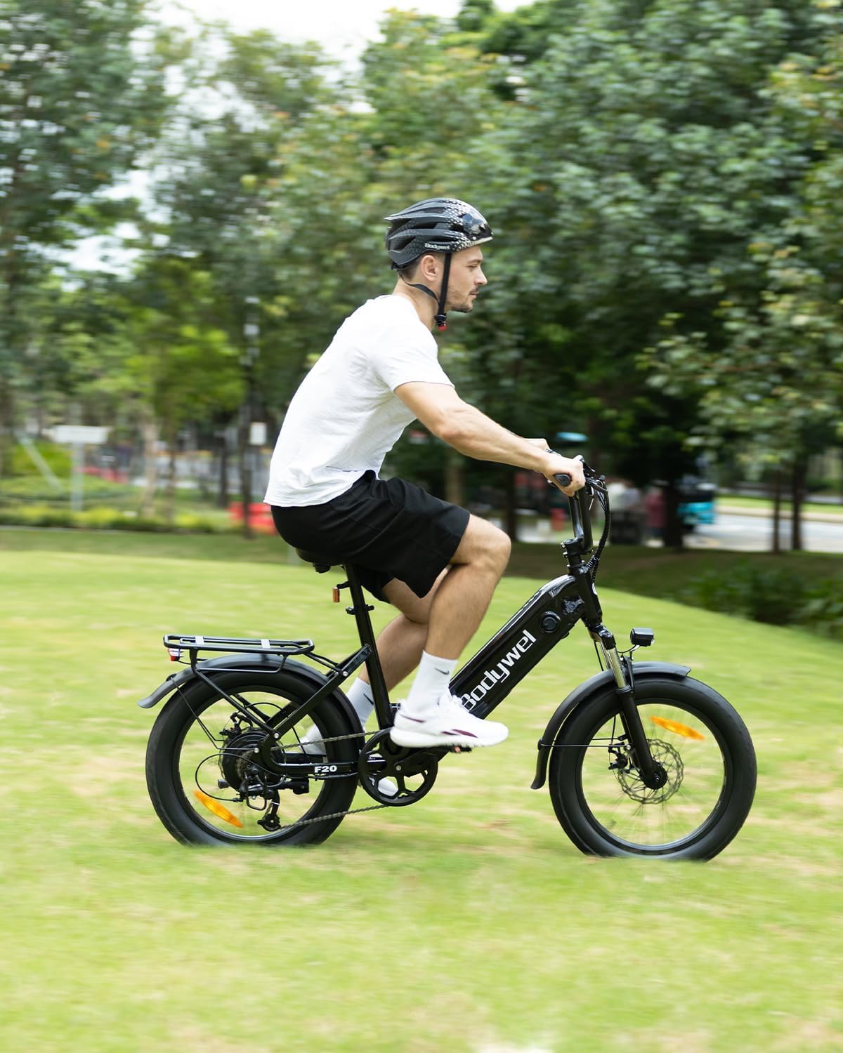 Bodywel F20 Bicicletas Eléctricas Adultos, 20x3” e-Bike Todo Terreno, Batería 48V 15Ah, Motor 250W, 7 Velocidades, Suspensión Ajustable, Frenos de Disco Doble- Plegable