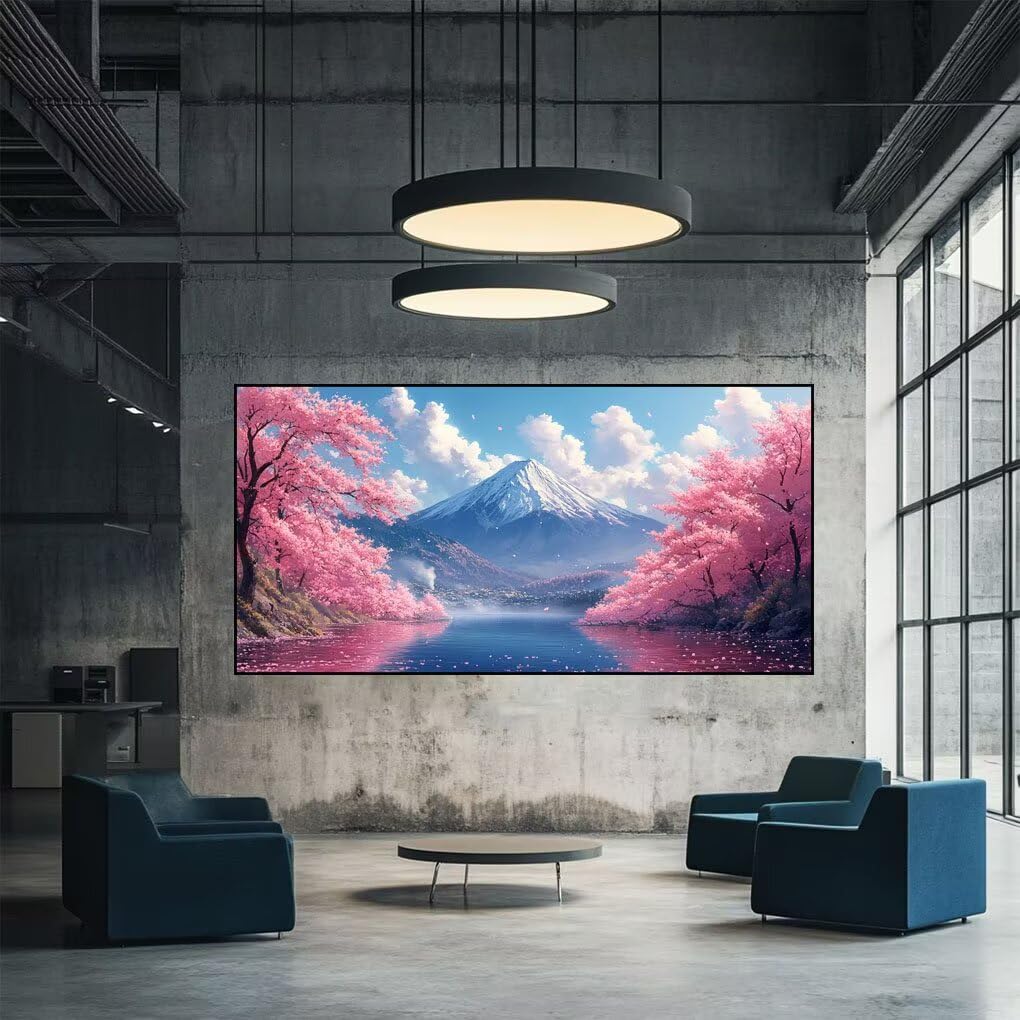 5D Góra Fuji Zestaw do malowania diamentami dla dorosłych Kwiaty wiśni Diament Malarstwo dla dorosłych, Kryształ Ścieg krzyżykowy Haft Diament Malarstwo 60 x 120CM Kreatywne zestawy dla dorosłych