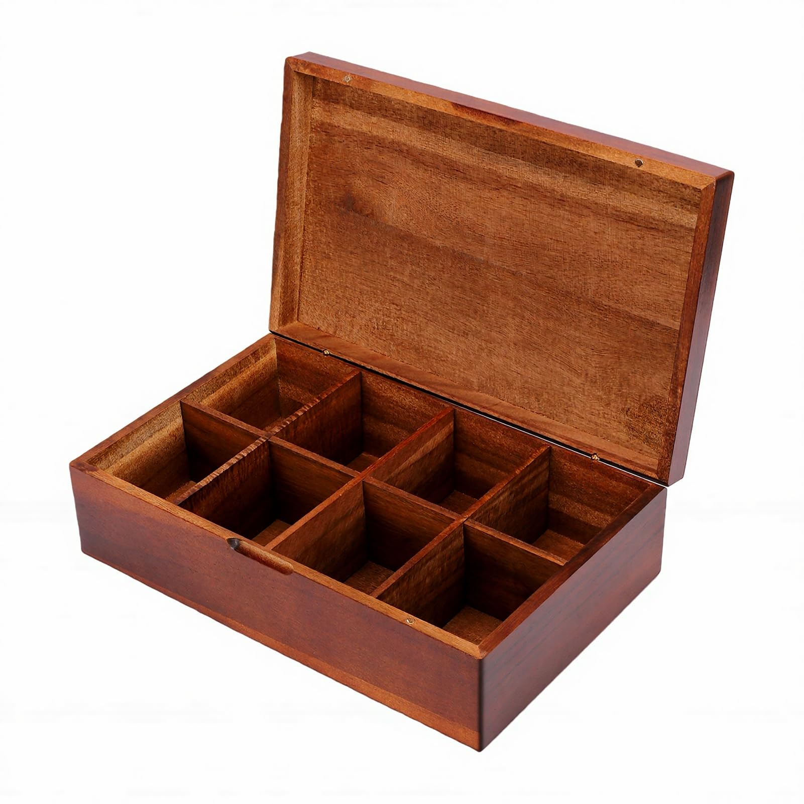 Annadue Teebeutel-Box, Organizer-Box aus Holz mit Klappdeckel und Mehreren Fächern, Teebeutelhalter für Küche, Büro, Arbeitsplatte