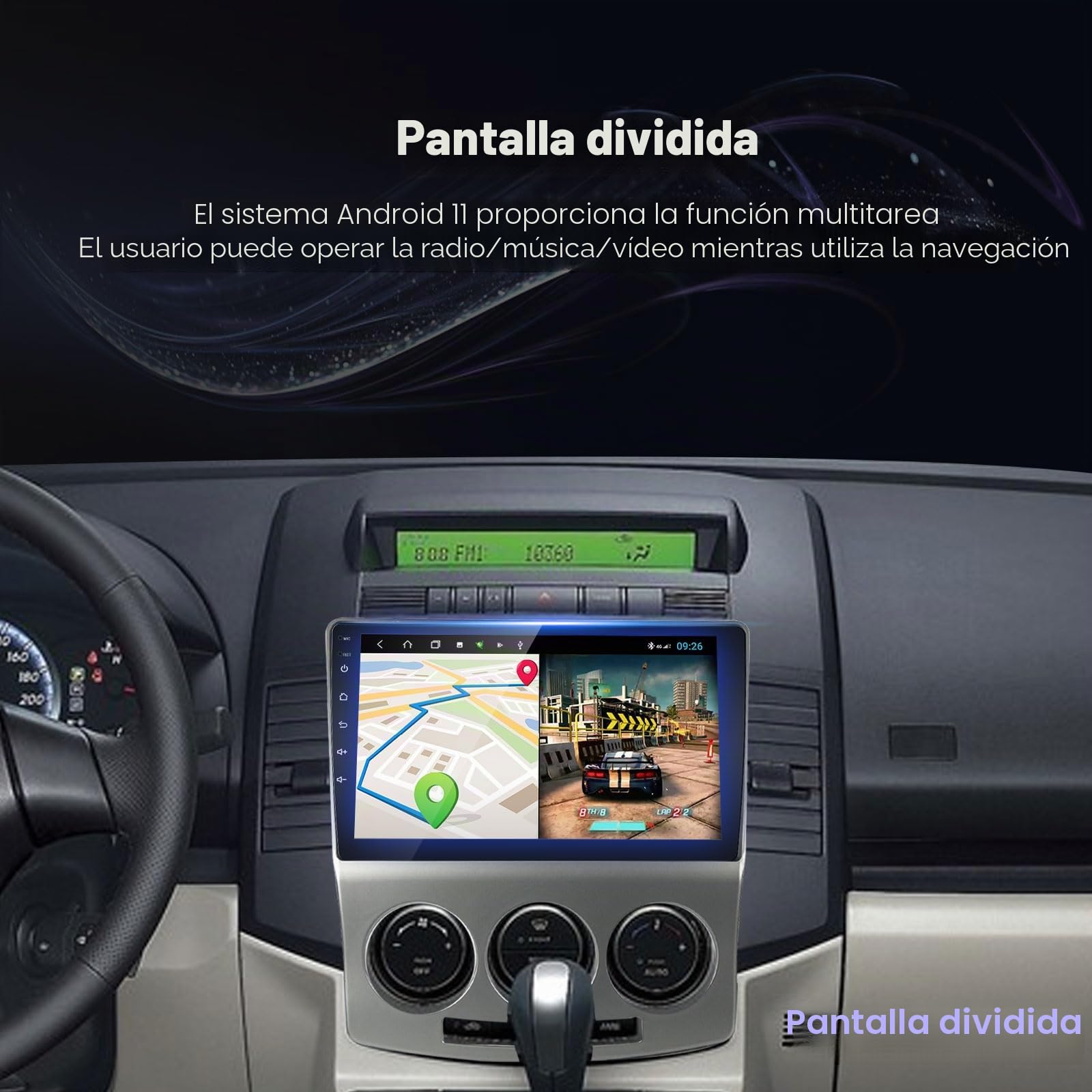 EZoneTronics Android 13 Radio de Coche estéreo para Mazda 5 2005-2010 con Wireless Carplay Android Auto Pantalla táctil de 9 Pulgadas navegación GPS Bluetooth USB WiFi Mirrorlink FM/RDS 2G+ 32G