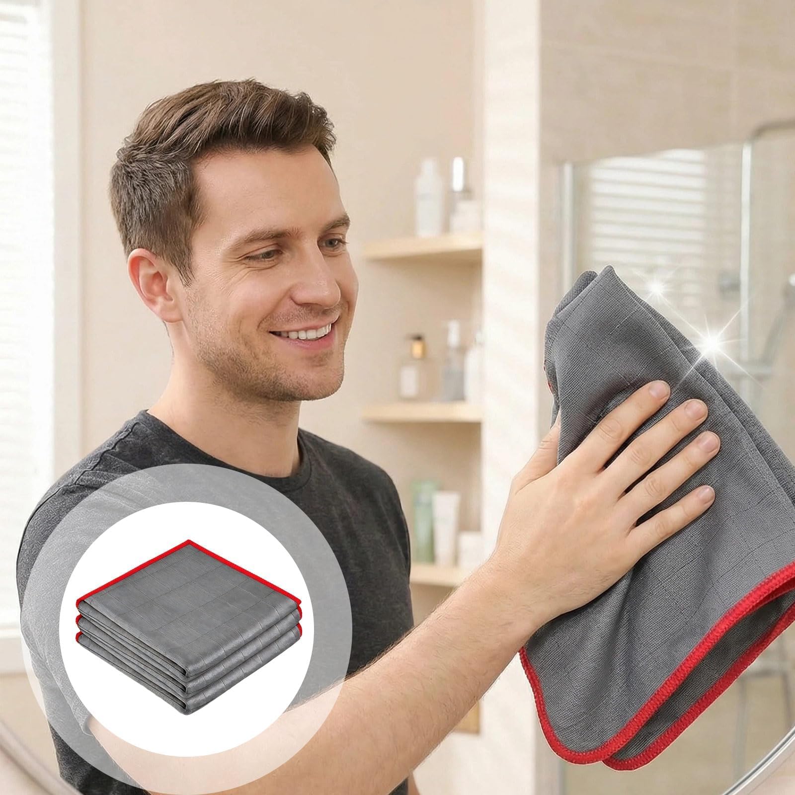 VoxelTek 4 Paños de Limpieza Microfibra Mágica 30x30cm– Bayetas Sin Rayas Ni Pelusa para Ventanas Vidrios Espejos Baño Cocina Coche, Limpieza Profunda y Brillo Duradero — view 6