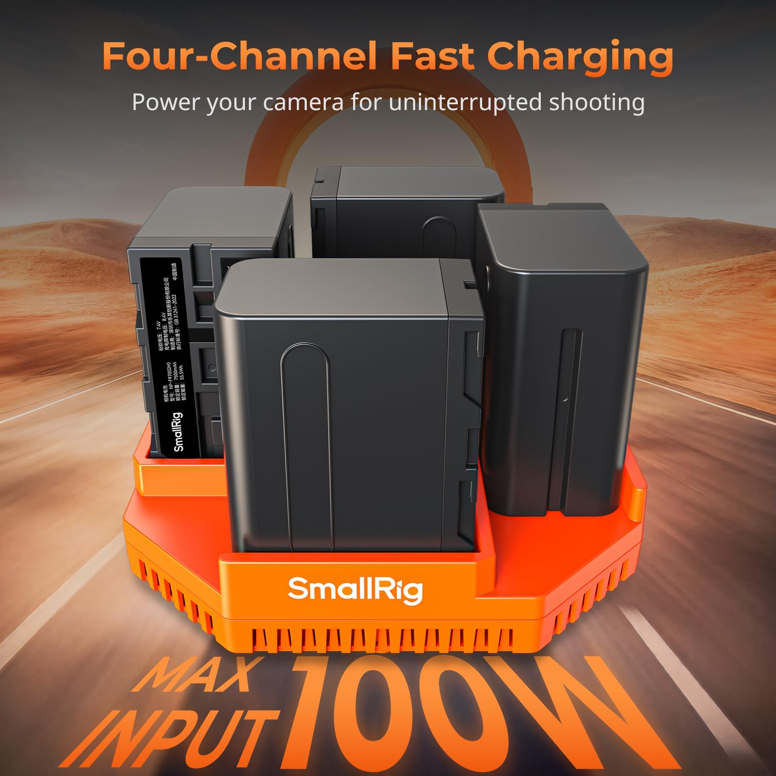 SMALLRIG Batterie per Fotocamera, con Ricarica Rapida PD 100W, Display OLED, Caricabatterie a 4 Canali per Sony NP-F970, NP-F550, NP-F570, NP-F750, per Fotocamera, Videocamera, Monitor - 4834