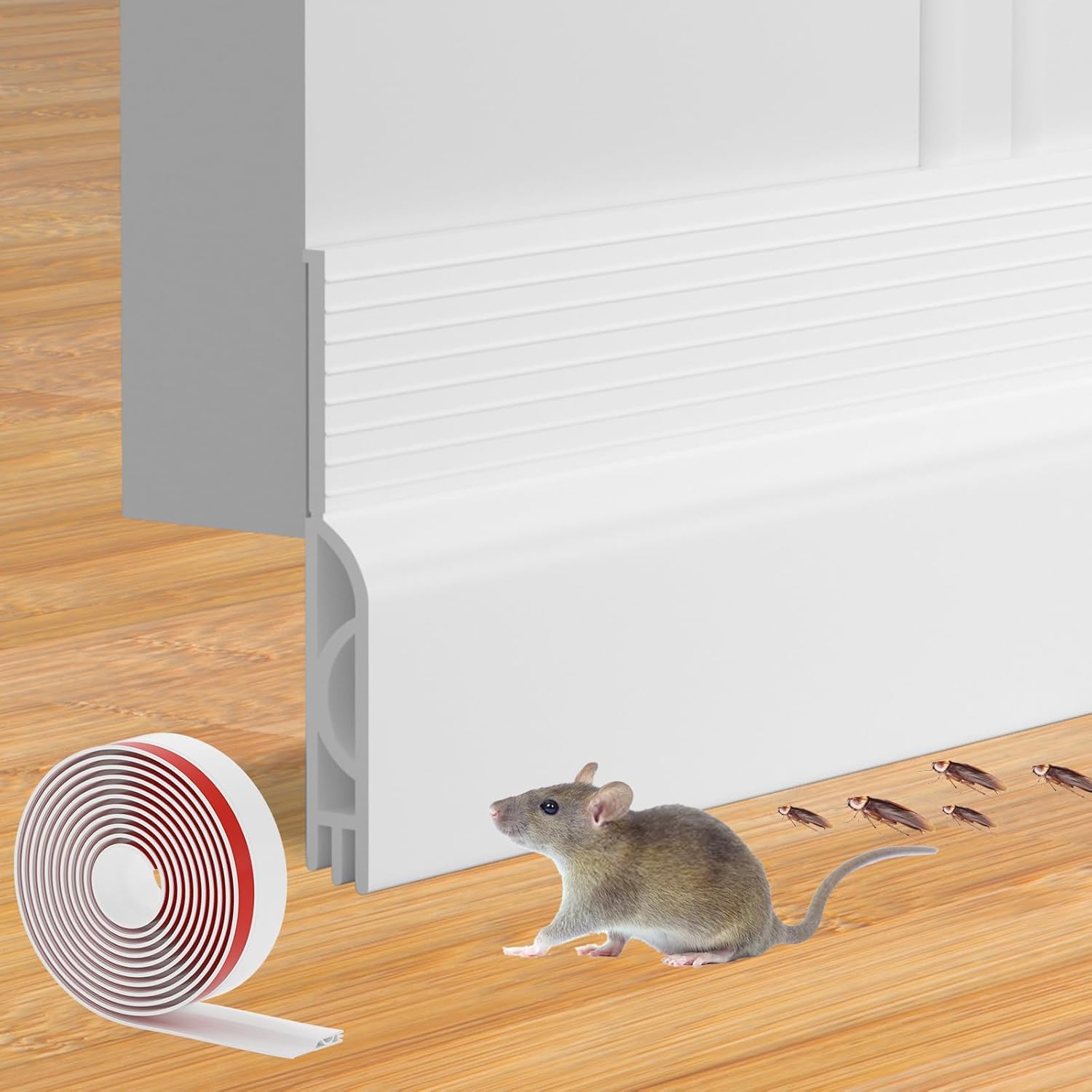 Door Draught Excluder for Bottom of Door, Adjustable Weather Stripping, Door Seal for Cold Insulation, Under Door Sweep for Exterior and Interior Doors, Door Floor Seal Blocks Noise (39 Inch,-image-7