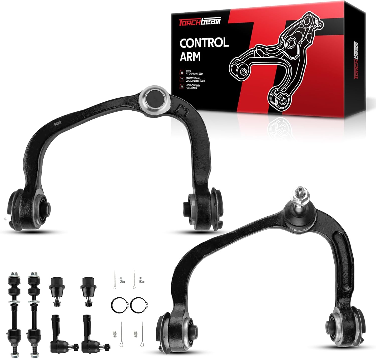 Torchbeam 8Pcs Front Upper Lower Control Arms, Suspension Kit with Ball Joint Tie Rod End Sway Bar Link for F150 2005-2008, Mark LT 2006-2008, Replace for K80306 K80308 ES3691