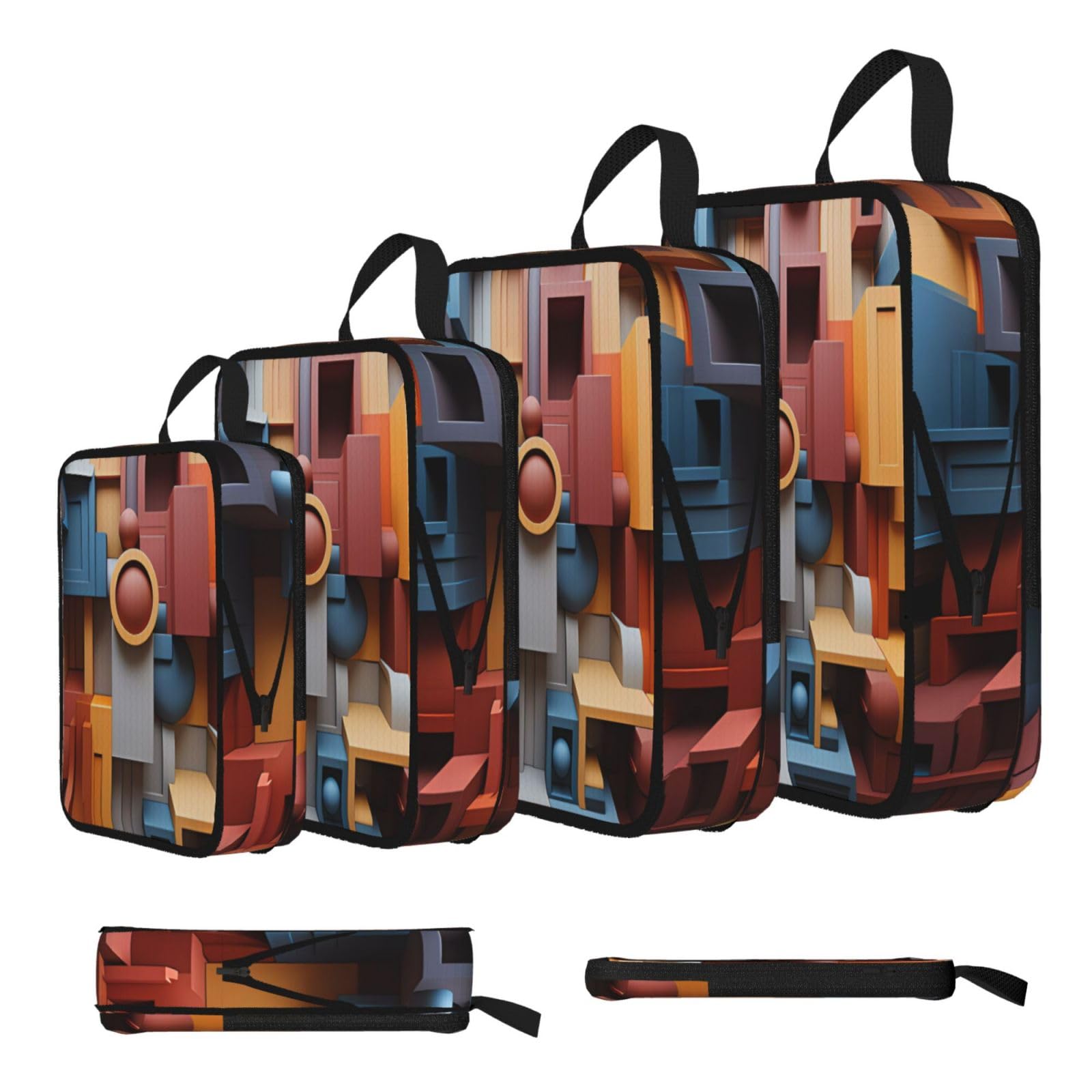 Sxzvvbn Black Colorful Cube Space Compression Packing Cubes 4 Piece Set