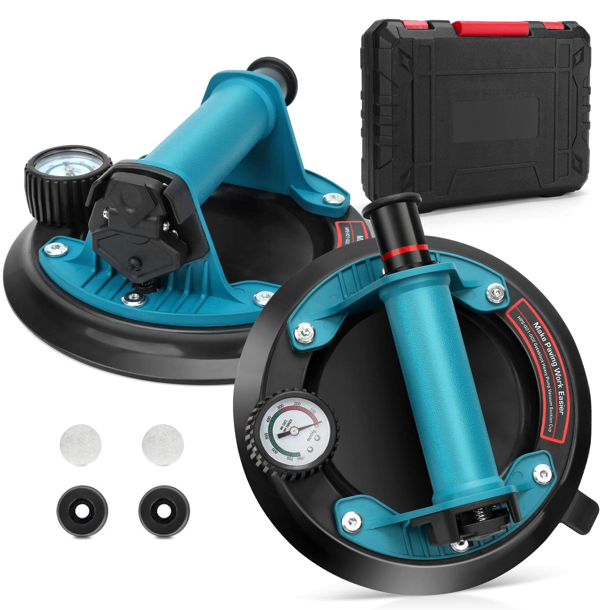 Gotsblock Glass Suction Cup, Heavy Duty Vacuum Glass Suction Cup with Metal Handle and Brass Pump for Granite & Glass Lifting