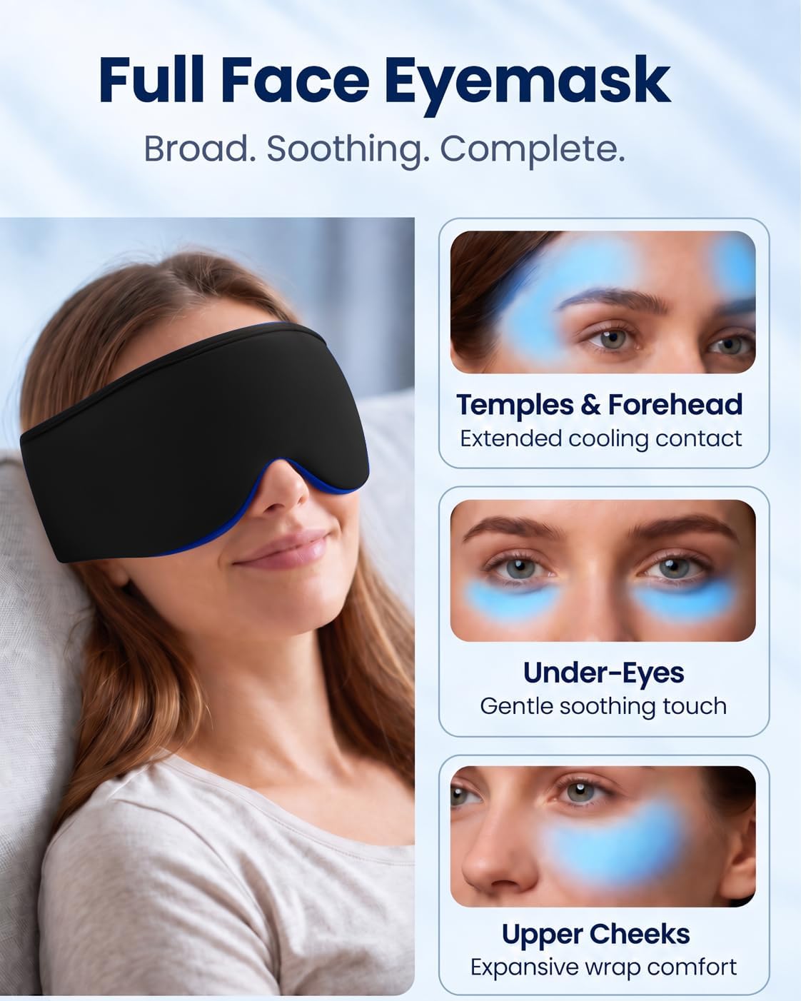 Full-Coverage Cooling Gel Eye Mask for Puffy Eyes: 3D Contoured Design