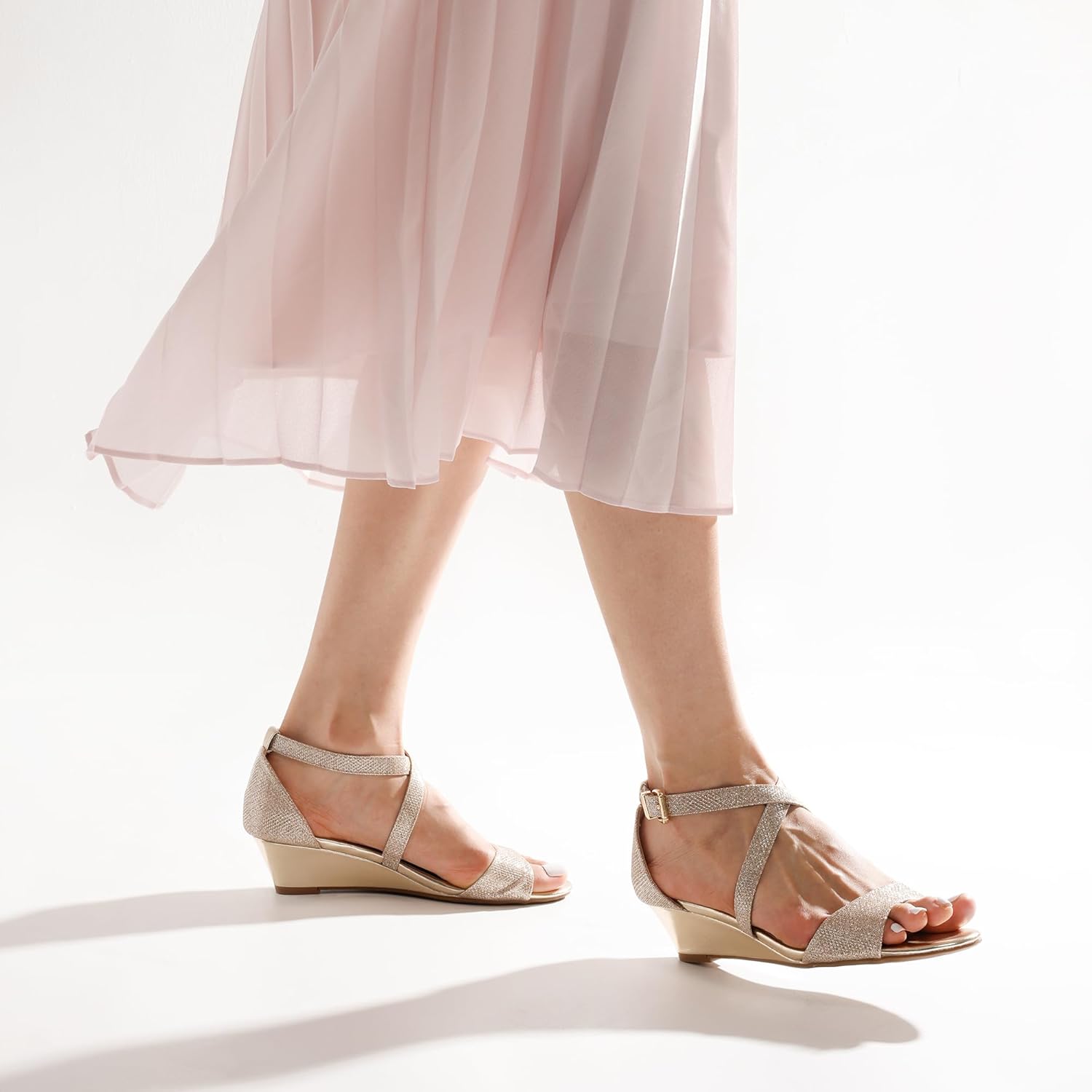 DREAM PAIRS Women's Low Wedge Sandals Ankle Strap Heel Sandal Open Toe Wide Dress Summer Shoes - Image 8