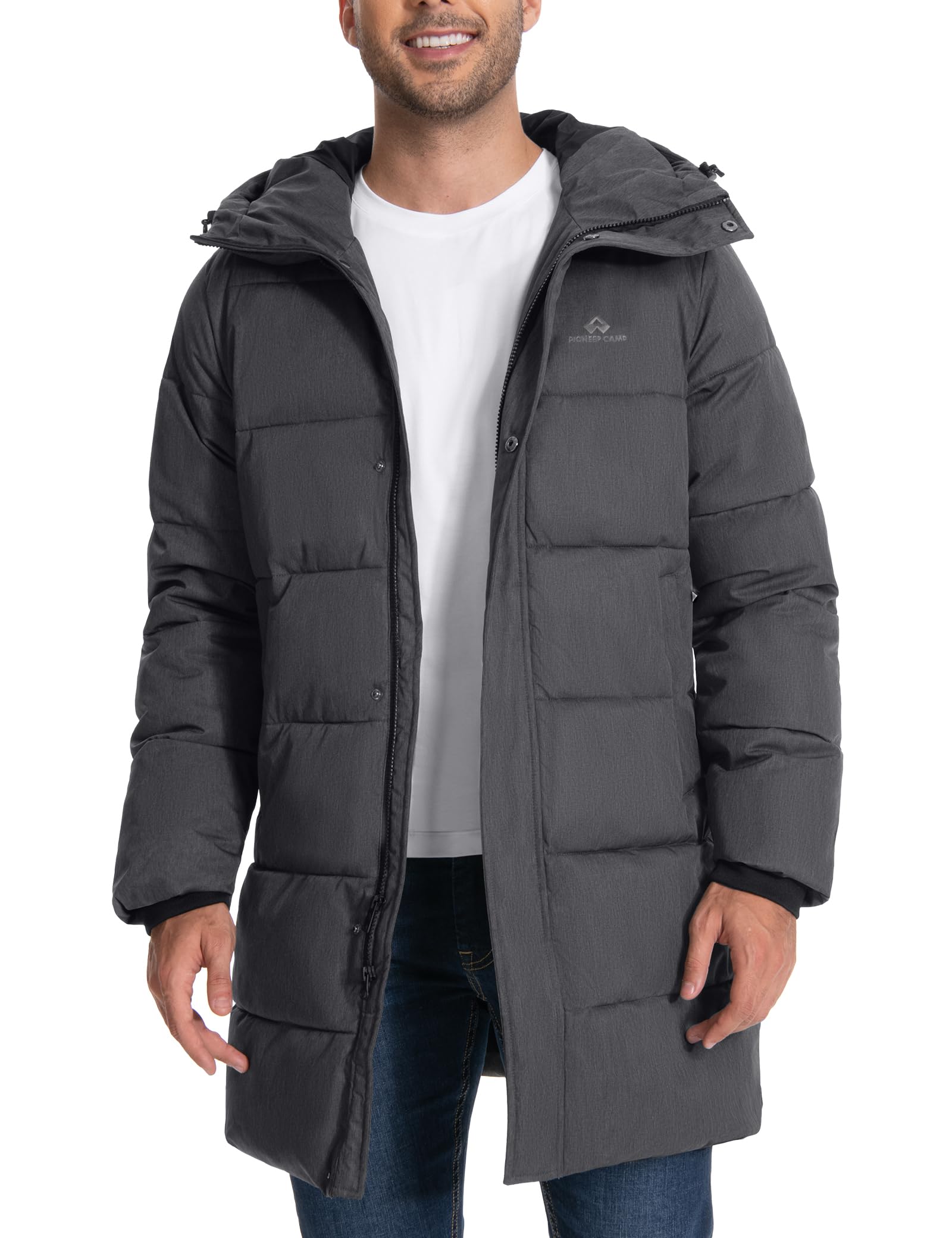 Pioneer Camp Cappotto invernale lungo da uomo, con cappuccio, impermeabile, isolante, piumino, caldo, piumino parka