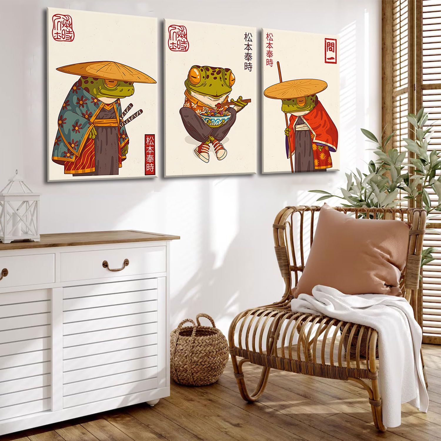 Amazon.com: 3Pcs Vintage Japanese Frog Wall Art Cute Funny Japan