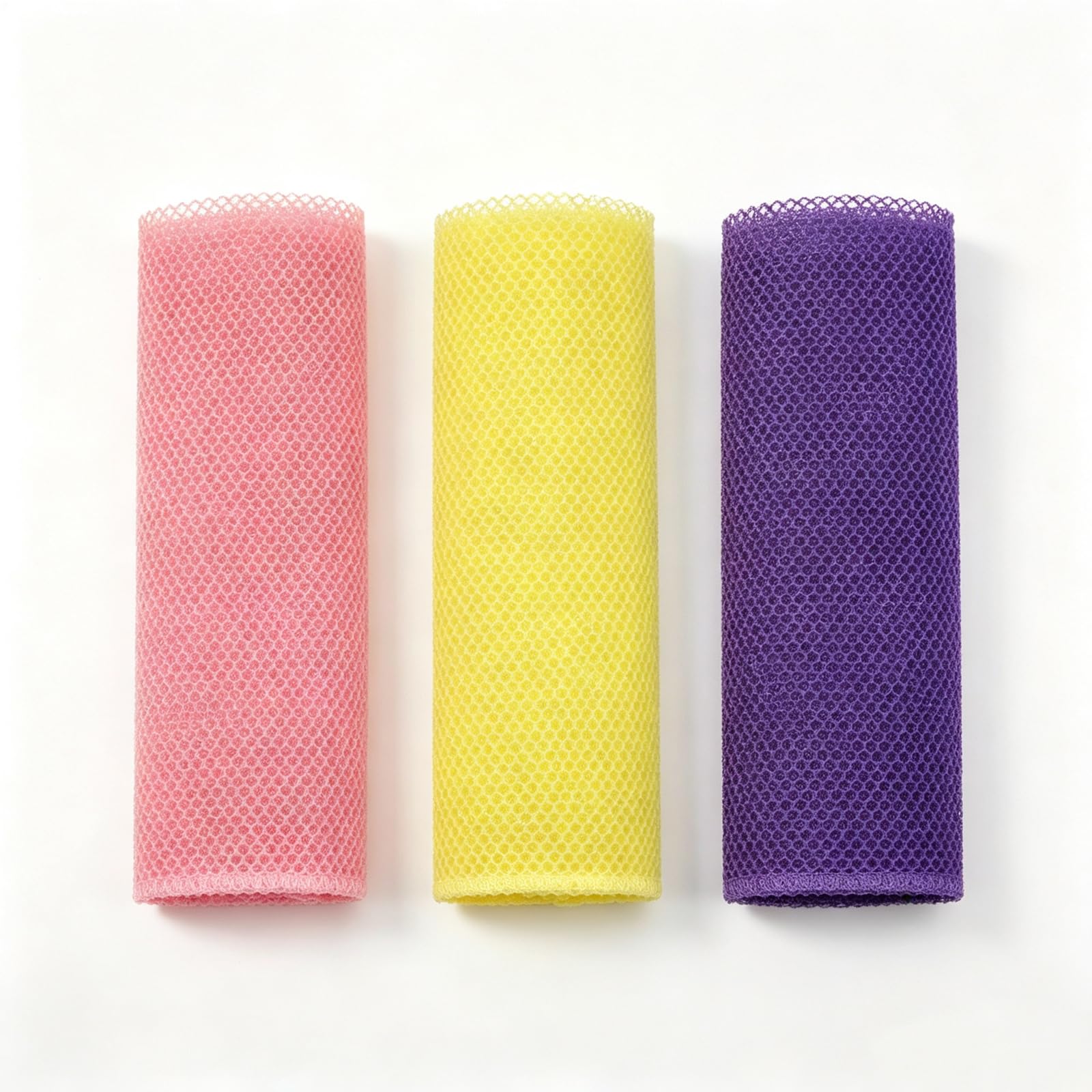 aoozleny Nylon Mesh Bath Scrubbing Strips, Exfoliating Body Wash Cloth, Multicolour, Pack of 3 (A)