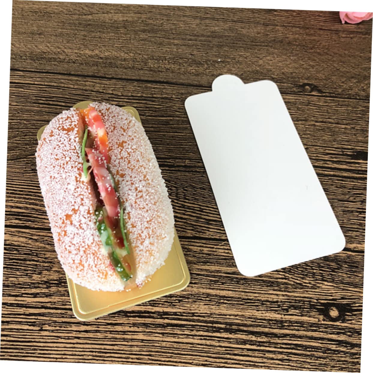 SOLUSTRE 100pcs Disposable Paper Mousse Mats Large Cake Serving Base for Cupcakes Recyclable Cardboard Cake Display Tray Golden for Events Weddings and Parties