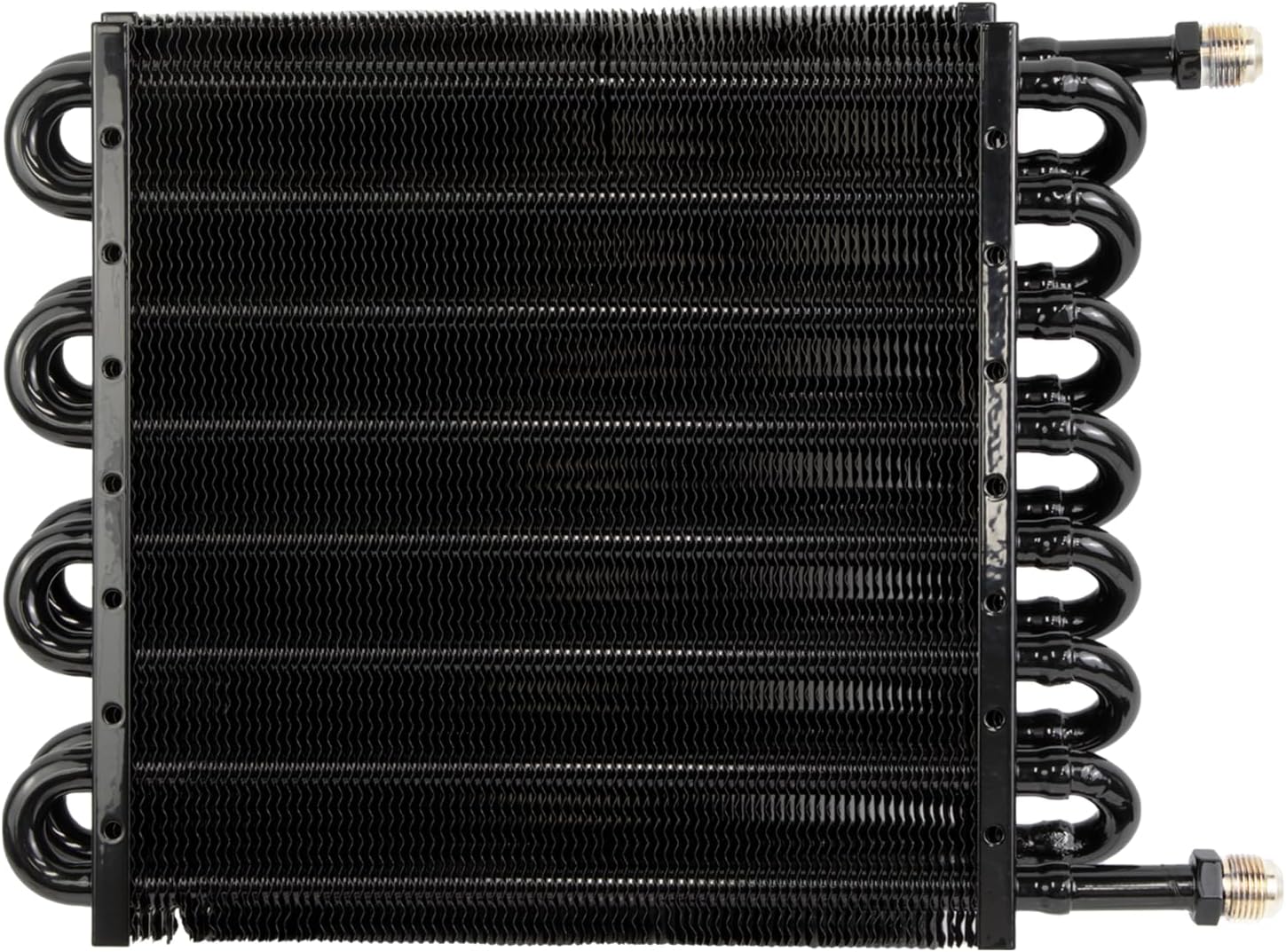 16 Pass 1/2" Transmission Cooler, 16 Rows 8AN Aluminium Ultra-Cool Tube and Fin Design Universal Oil Cooler Kit, Compatible with 1/2" Transmission Cooler Lines Universal (Black Finish)
