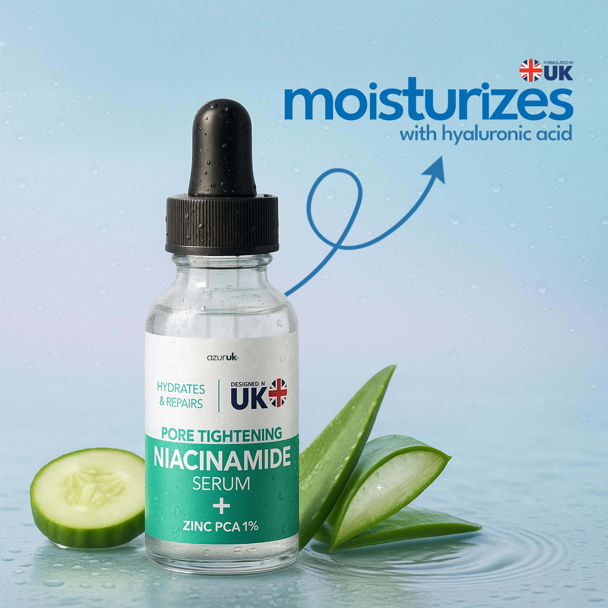Niacinamide Serum 10% - Pore Tightening Face Serum + Zinc 1% for Glowing Skin - Balances Sebum Production, Hydrates & Repairs (30ml) - Image 3