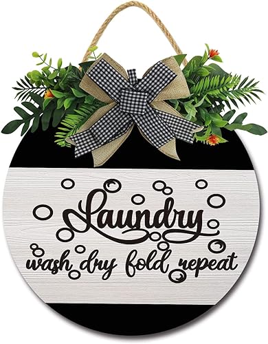 Letrero decorativo de pared vintage para cuarto de servicio, decoración del hogar, familia, lema inspirador para lavandería, baño y hogar, 12 x 12