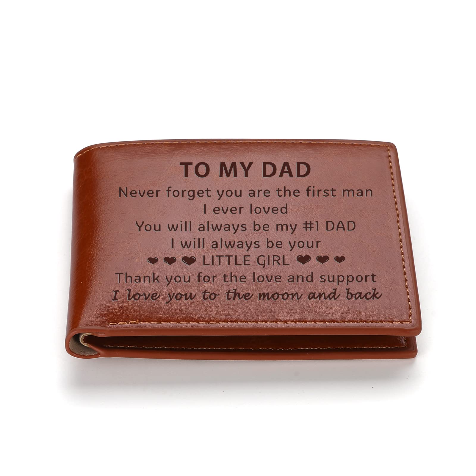 THTCSQ To My Dad Gift Leather Wallet for Man Engraved Personalized Leather Wallet Best Dad Ever Gift Father's Day Gifts, Birthday Gifts From Daughters