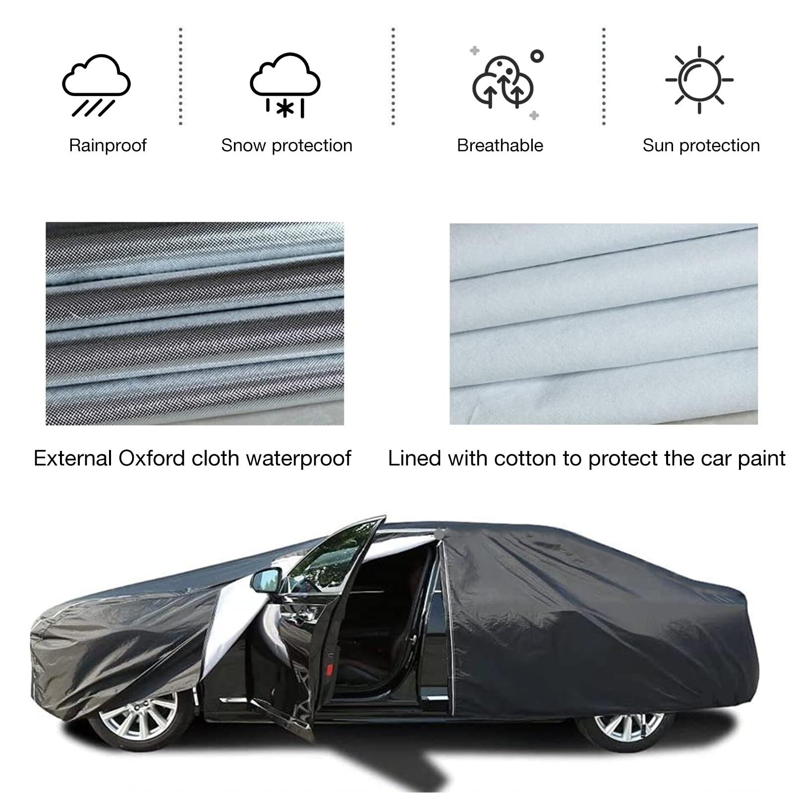 Bache Voiture Anti Grele Exterieur pour Dacia Sandero Stepway 3 2021-2026, Étanche Housse Voiture avec Doublure en Coton, Housse de Protection Contre Pluie Neige Soleil UV