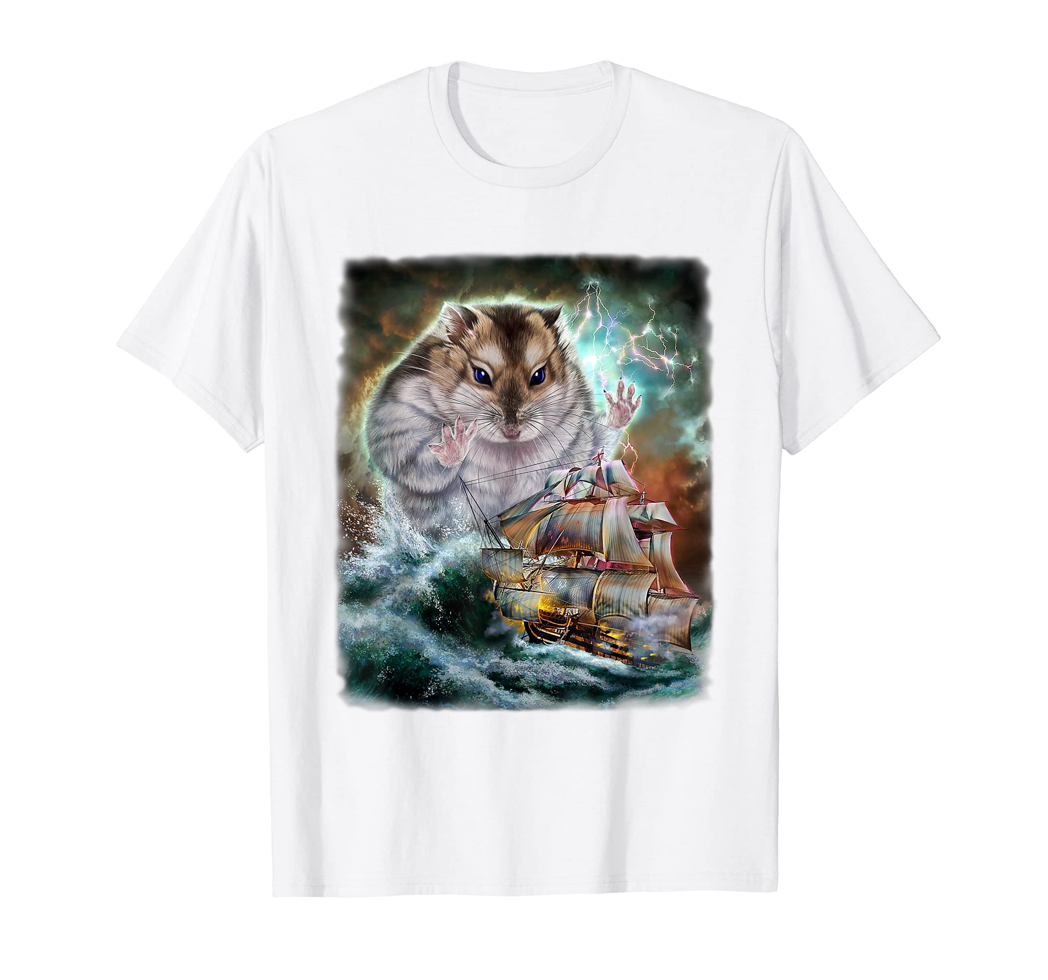 Amazon | 船を襲う ハムスター 海 雷 嵐 Tシャツ | Tシャツ