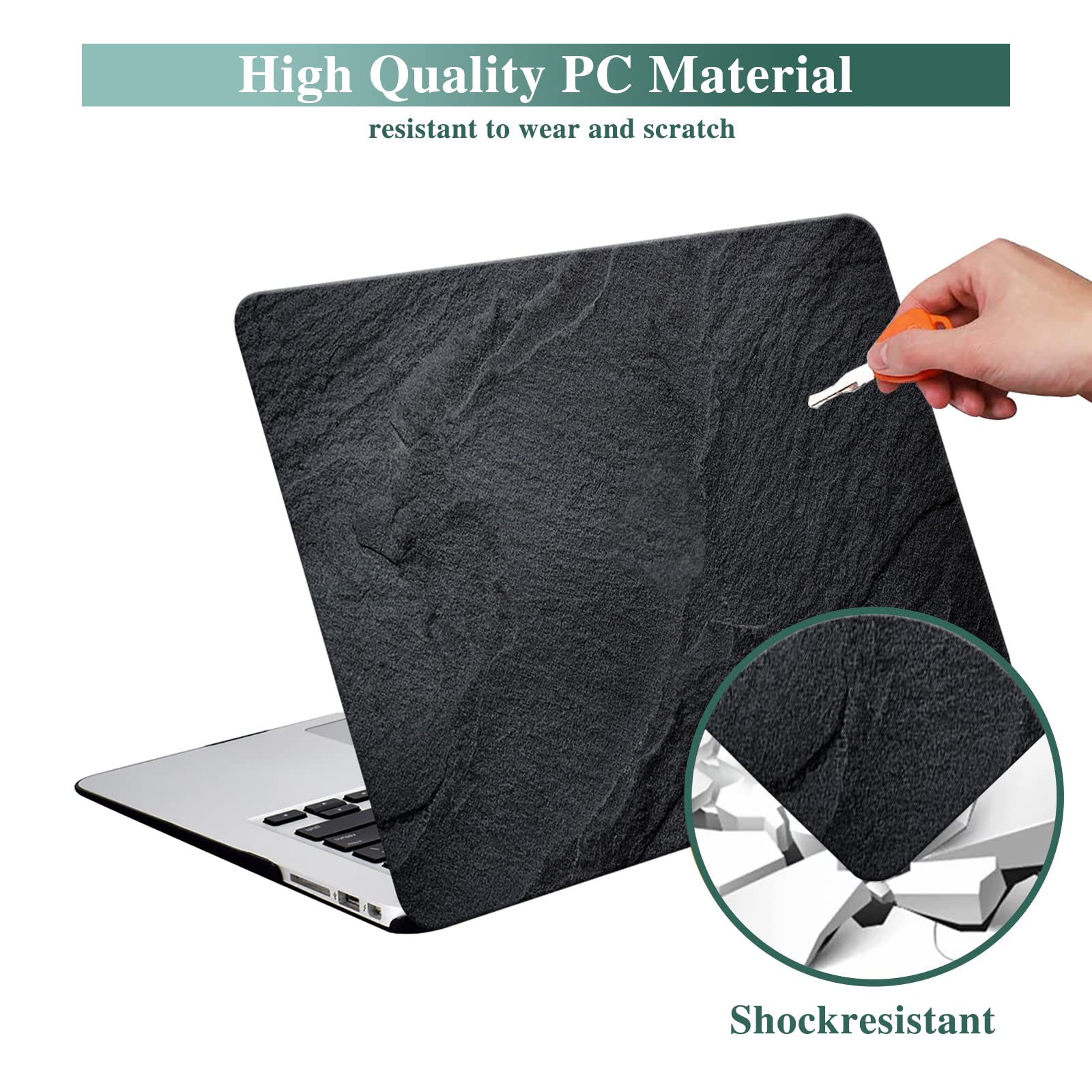 for MacBook Air 13.6 inch Case 2022 2023 2024 2025 Release M4 A3240 M3 A3113 M2 A2681 with Touch ID, Plastic Laptop Hard Shell Case & Keyboard Cover for M4 M3 M2 MacBook Air 13.6,Black Marble - 3