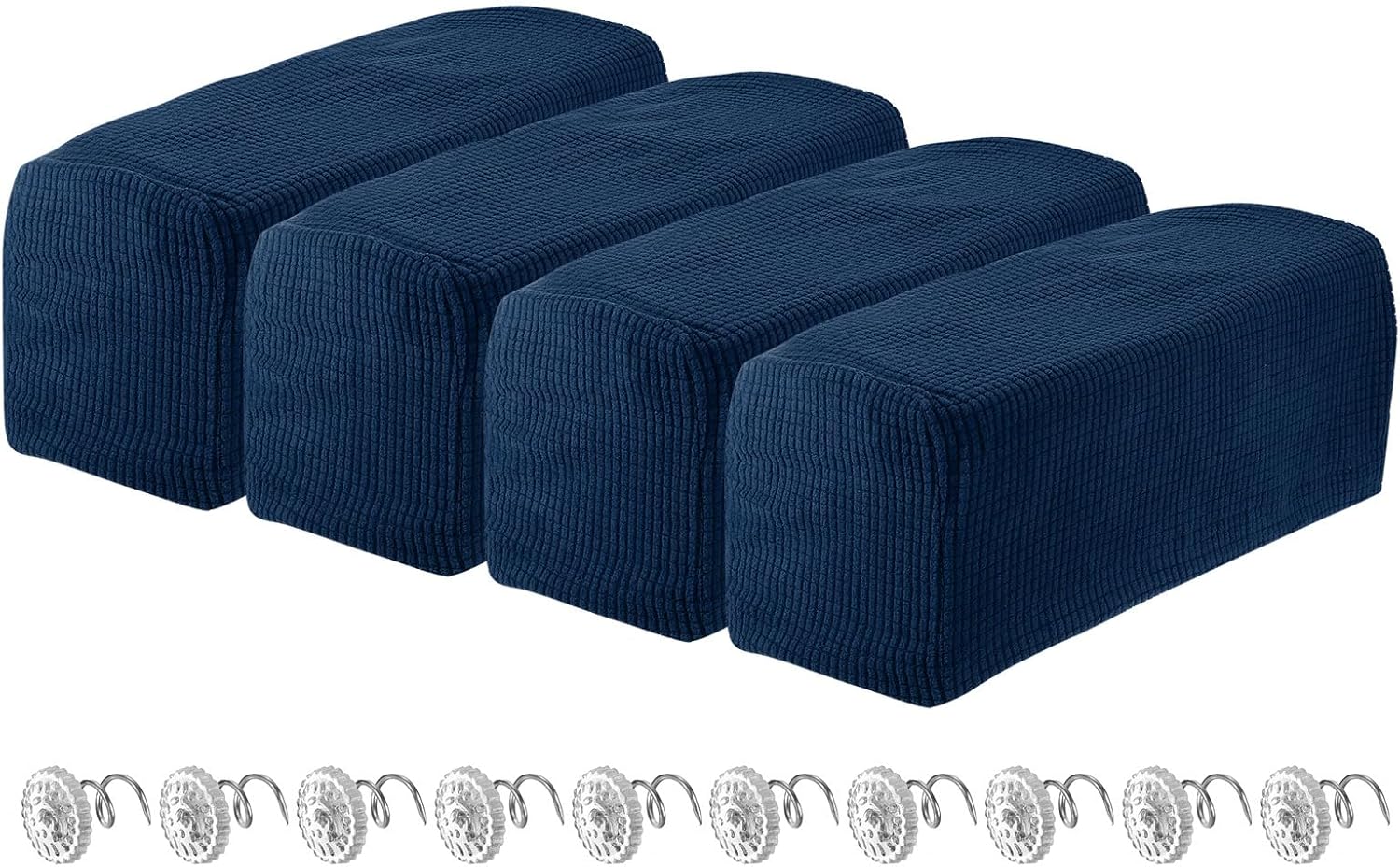 uxcell 4pcs Stretch Armrest Covers for Chairs/Sofas, Couch Arm Covers with Twist Pin, Furniture Protector Slipcovers for Sofa Chair Recliner Navy Blue