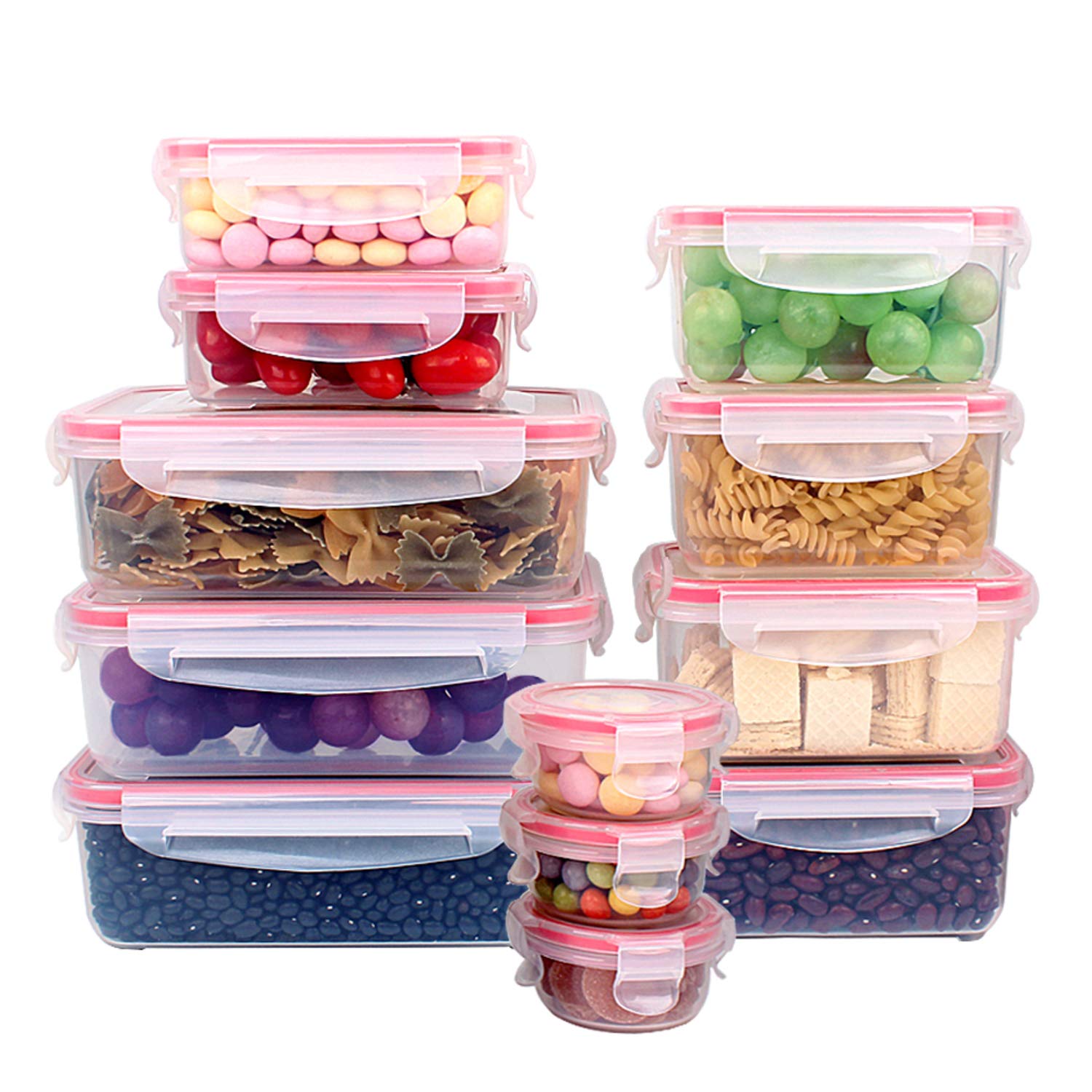 Xeonic 12 Stück Lebensmittelbehälter mit Deckel – Lebensmittelaufbewahrung mit Deckel – Kunststoffbehälter mit Deckel – Lebensmittelaufbewahrung – Lebensmittelbox Lunchbox Meal Prep Container