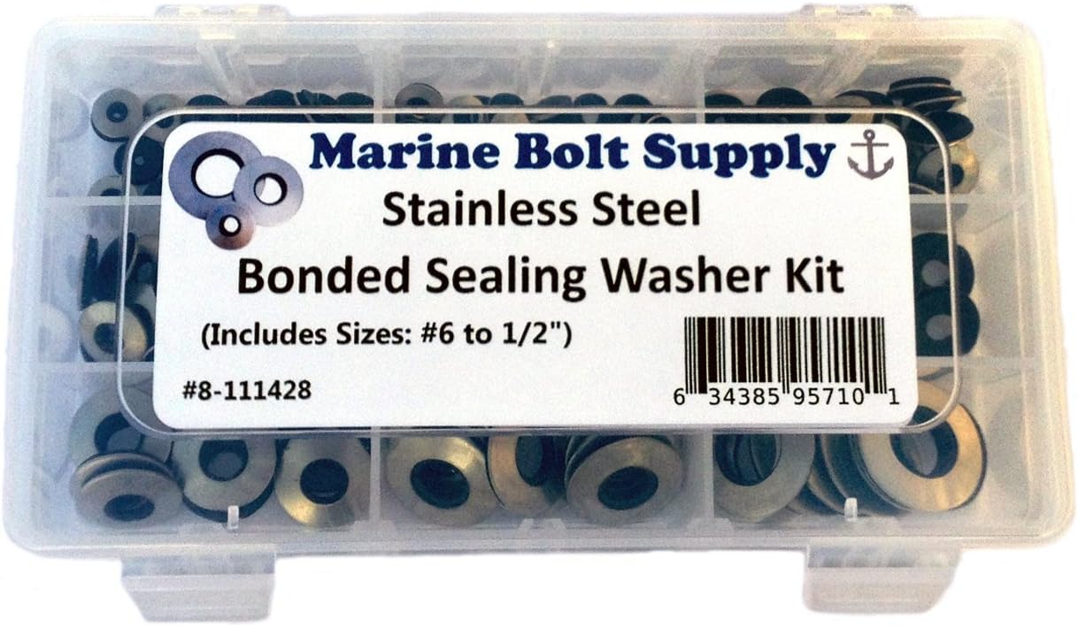 Stainless Steel Neoprene Bonded Sealing Washer Assortment Kit - Marine Bolt Supply 8-111428